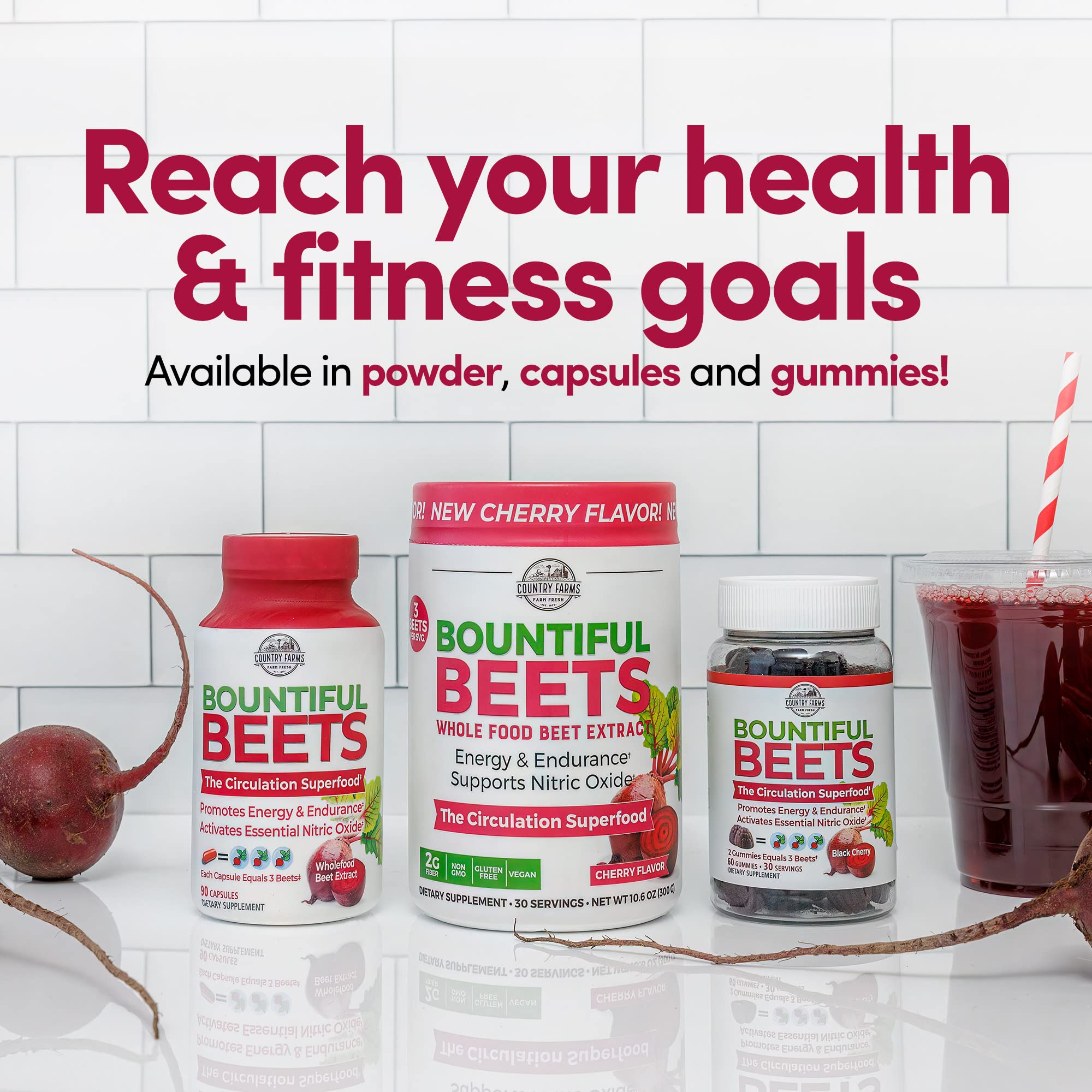 Country Farms Bountiful Beets, Wholefood Beet Extract Superfood, Helps Support Healthy Circulation and Promote Energy Country Farms uk supplements