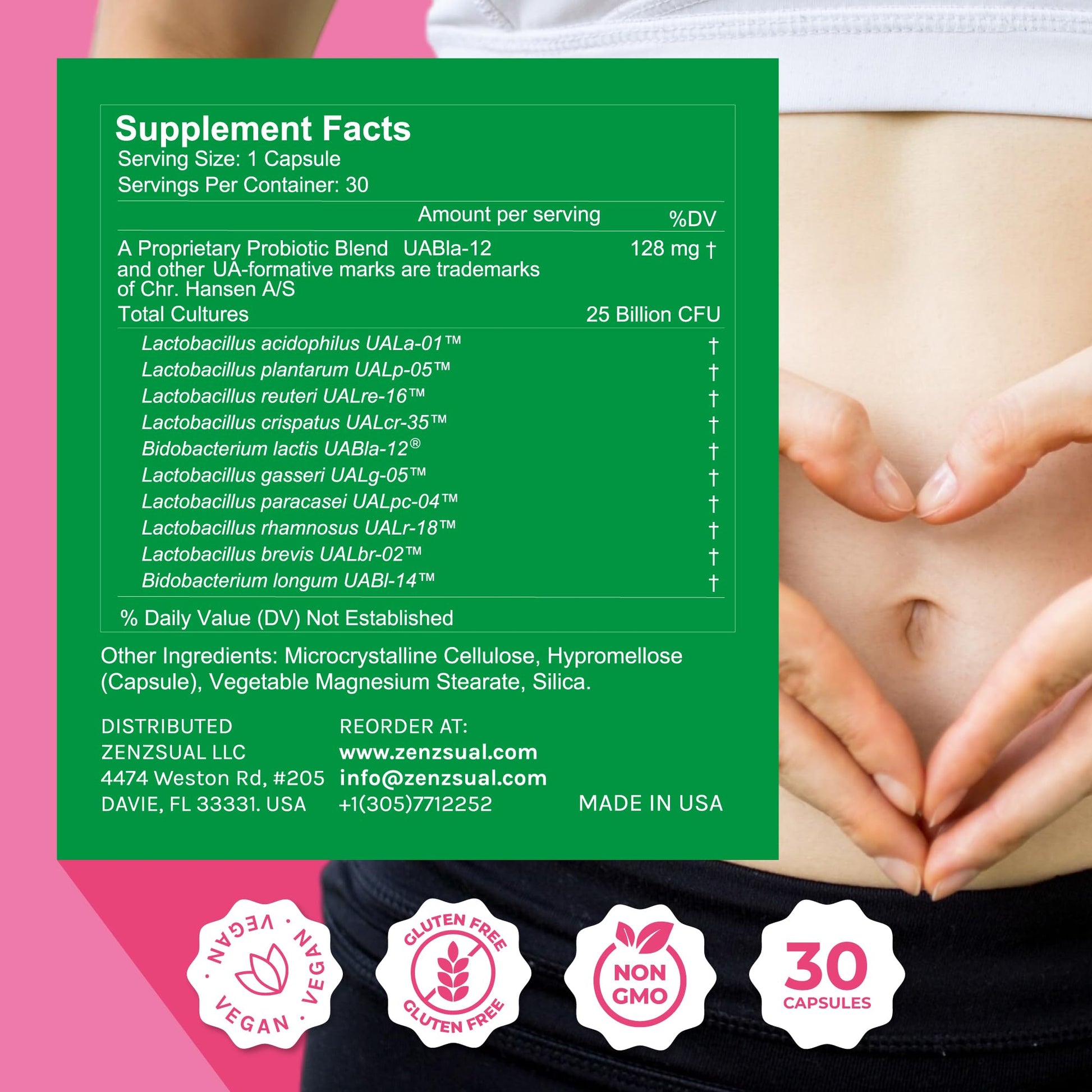 ZENZSUAL Zenbiotic Probiotics Support for Women – 25 Billion CFU, Vaginal Health & pH Balance Support, Odor & Yeast Control, Gut & Digestive Health, Urinary Comfort, Hormone Balance, 30 Vegan Capsules ZENZSUAL uk supplements