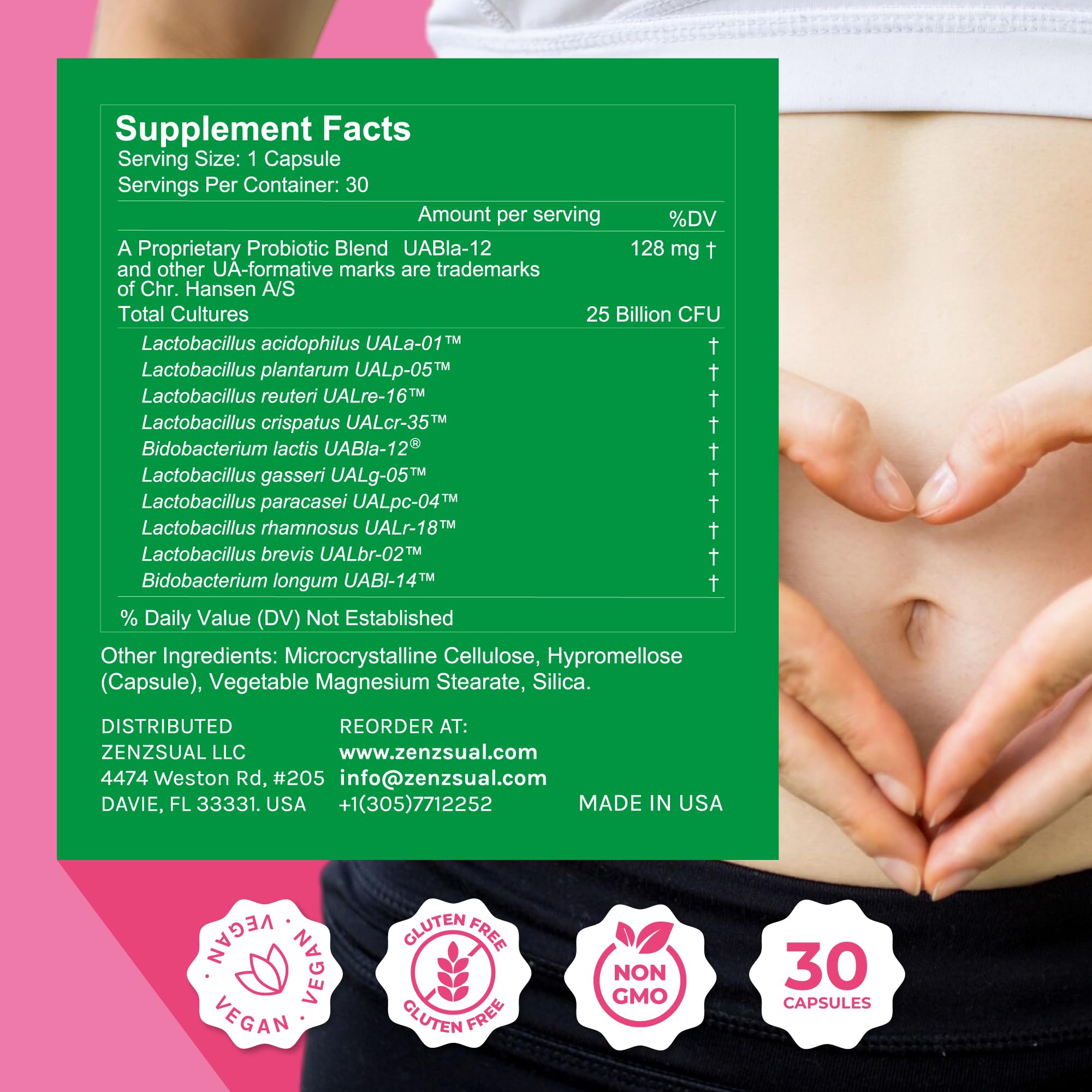 ZENZSUAL Zenbiotic Probiotics Support for Women – 25 Billion CFU, Vaginal Health & pH Balance Support, Odor & Yeast Control, Gut & Digestive Health, Urinary Comfort, Hormone Balance, 30 Vegan Capsules ZENZSUAL uk supplements