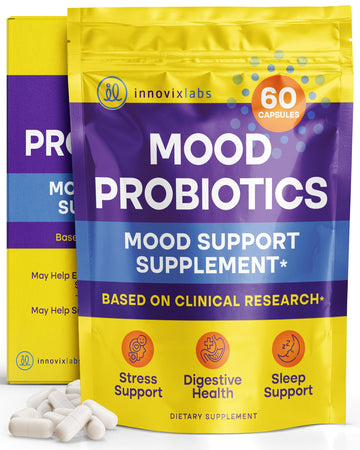 InnovixLabs Mood Probiotic for Women & Men, Clinically Studied Digestive & Mood Support Supplement, Lactobacillus helveticus Rosell-52ND & Bifidobacterium longum Rosell-175, 60 Capsules InnovixLabs uk supplements