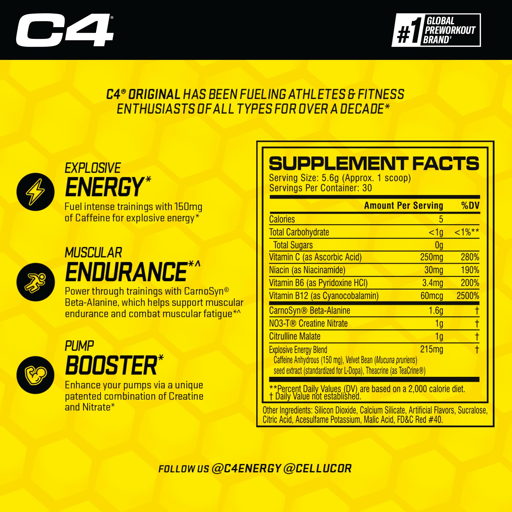 Cellucor C4 Original Pre Workout Powder Watermelon Sugar Free Preworkout Energy Cellucor uk supplements