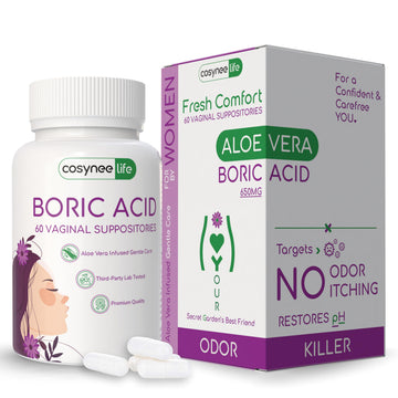 cosynee Boric Acid Capsules for Women with Aloe Vera – 60 Capsules, 650mg Each – Feminine Hygiene Support cosynee uk supplements