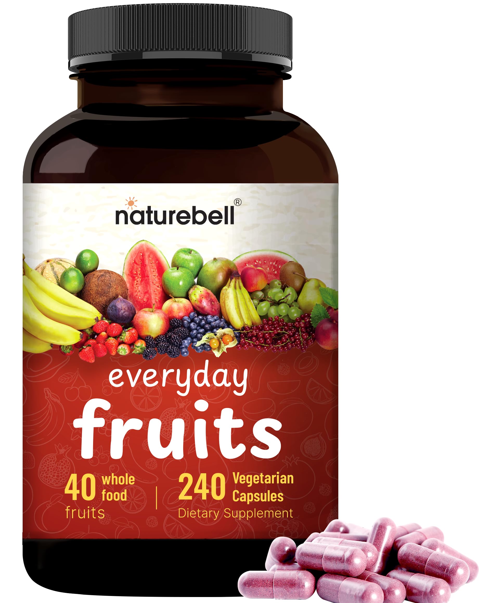 Fruit and Veggies Supplement – 480 Total Vegetarian Capsules | Balance of Natural 40 Whole Fruits & Veggies Blend | Fresh Superfood Formula with Vitamins and Minerals – Non-GMO NatureBell uk supplements