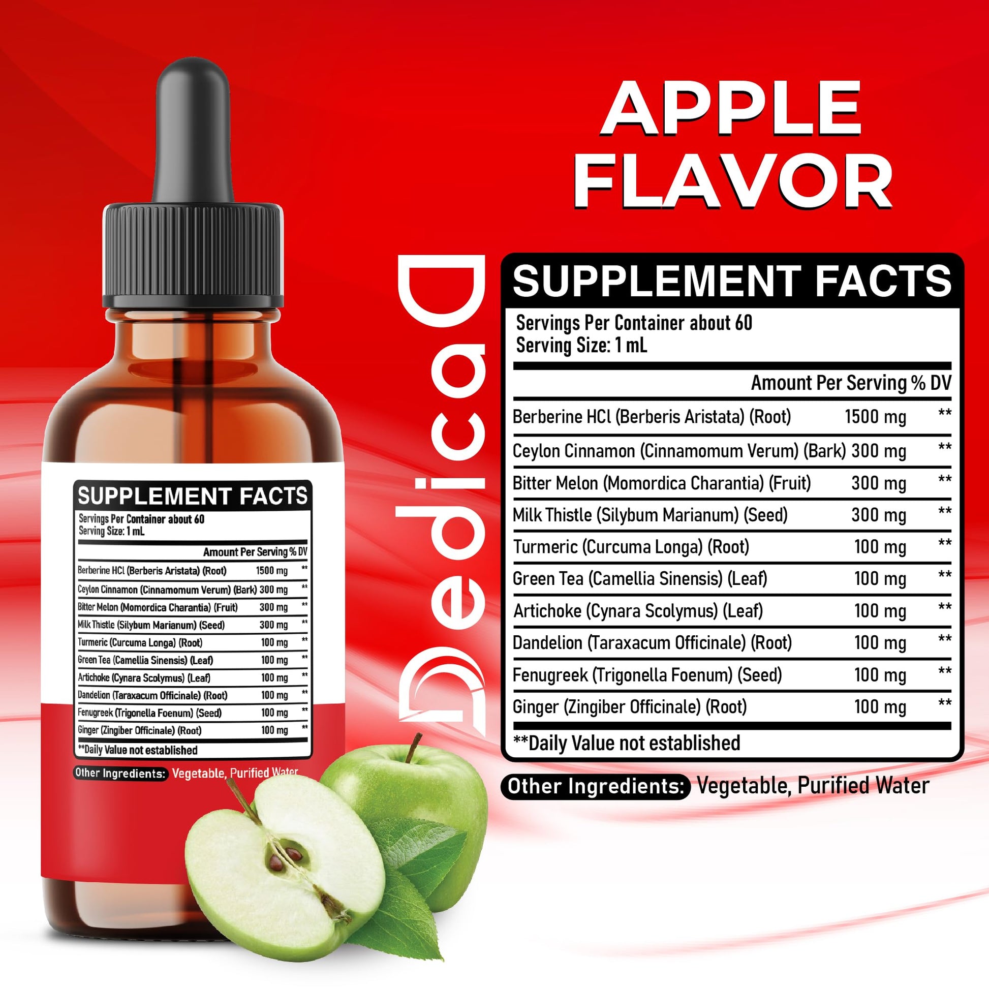 DEDICAD 10in1 Berberine HCl Drops - Liposomal Berberine Liquid - Activator Berberine with Ceylon Cinnamon, Bitter Melon, and 7 More - 60ml DEDICAD uk supplements