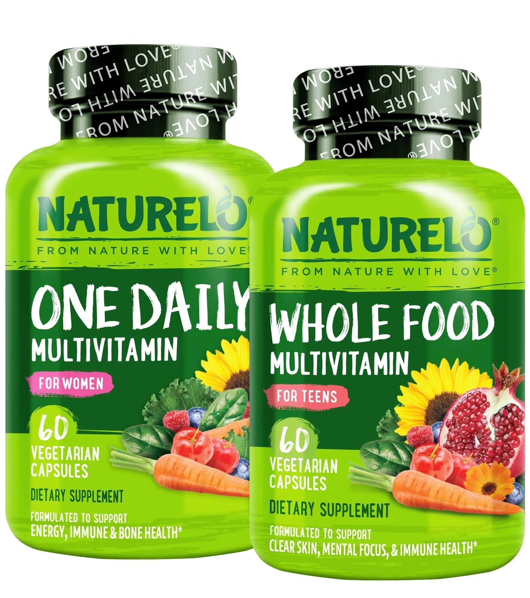 NATURELO Teen Multivitamin - Whole Food, 60 Capsules and One Daily Multivitamin for Women, 60 Capsules - 2 Month Supply Bundle NATURELO uk supplements