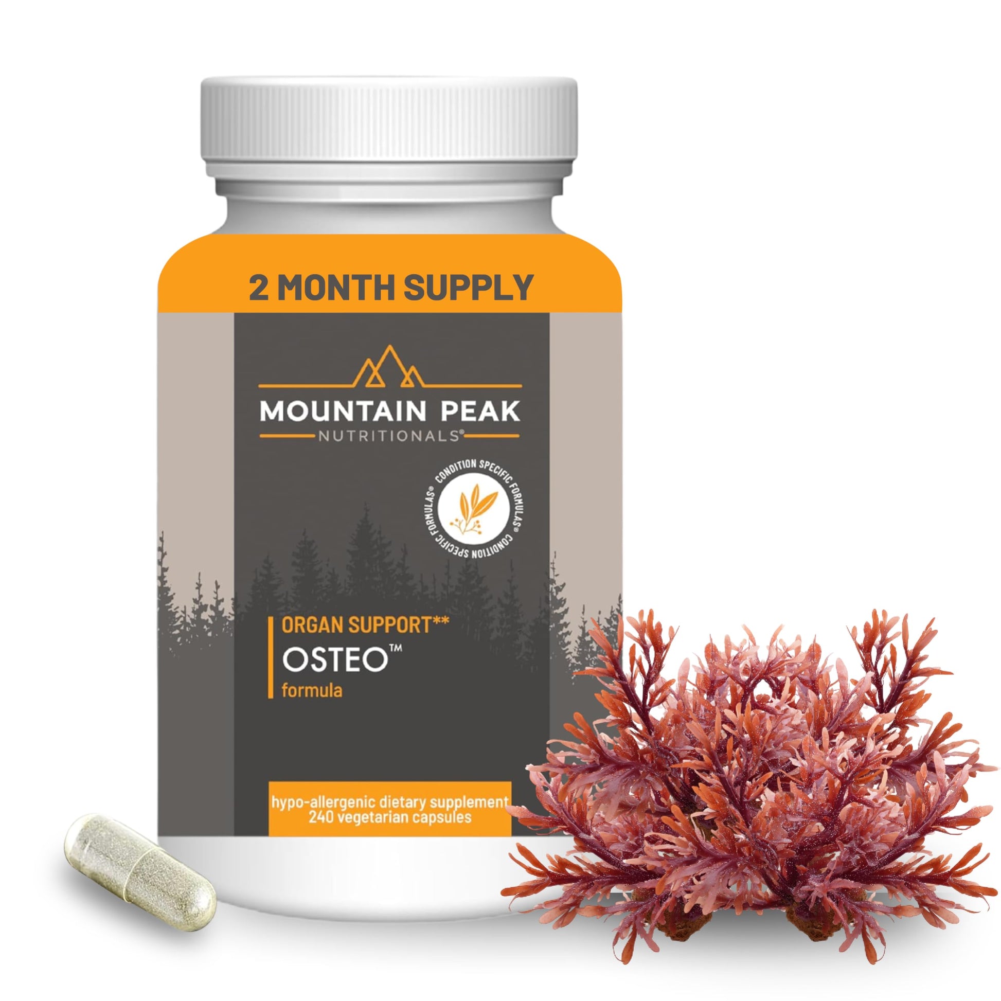 Mountain Peak Nutritionals Osteo Supplement - Organ & Strong Bone Support, Promotes Bone Health - With Vitamins D3, K2, Calcium, and Magnesium - Bone Building & Strengthening (240 Vegetarian Capsules) Mountain Peak Nutritionals uk supplements