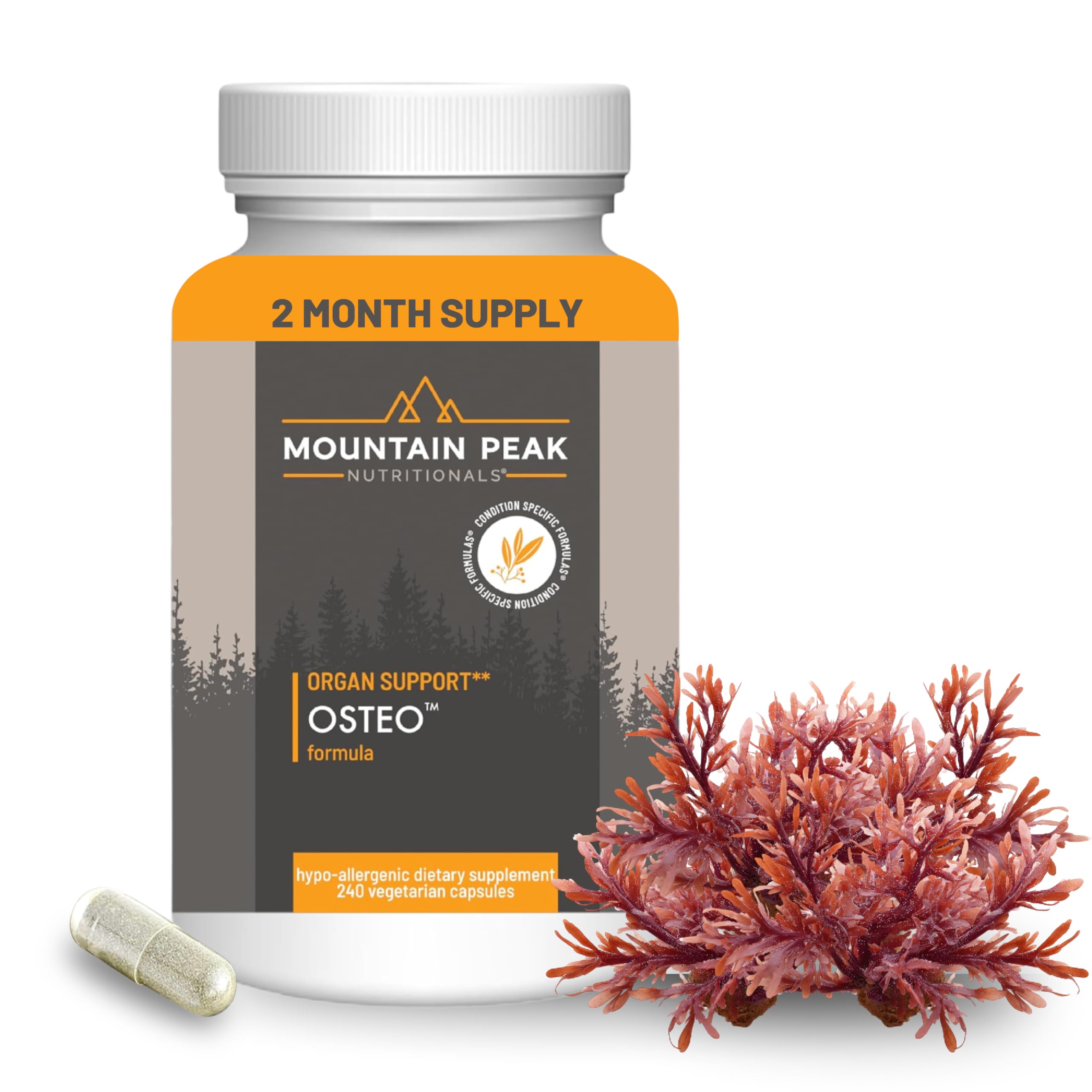 Mountain Peak Nutritionals Osteo Supplement - Organ & Strong Bone Support, Promotes Bone Health - With Vitamins D3, K2, Calcium, and Magnesium - Bone Building & Strengthening (240 Vegetarian Capsules) Mountain Peak Nutritionals uk supplements