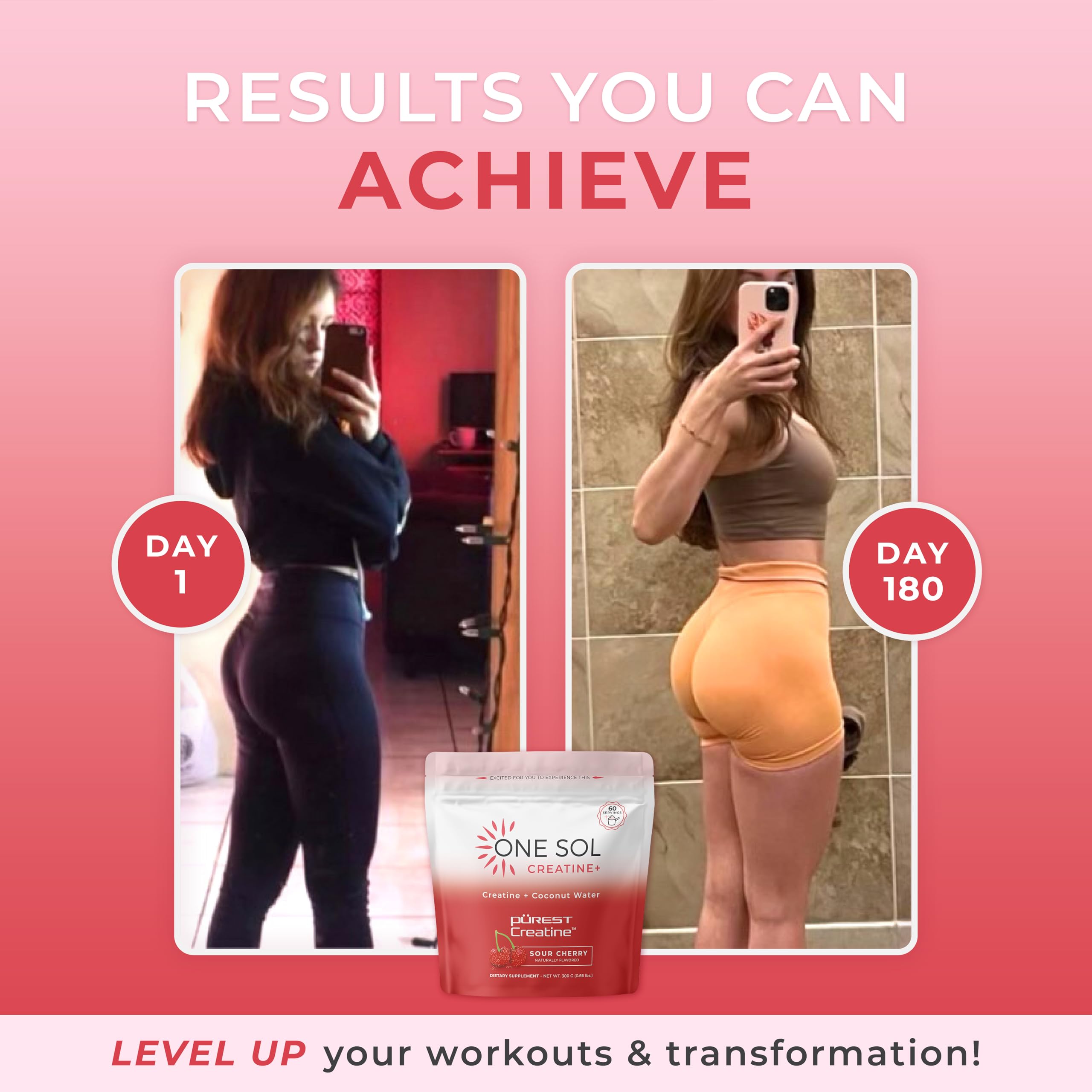 One Sol Creatine for Women, All Natural Women's Creatine Powder w Pure Creatine & Coconut Water, Increase Lean Muscle Mass, Reduce Recovery Time, Promote Brain & Bone Health (Sour Cherry, 60 Servings) One Sol uk supplements