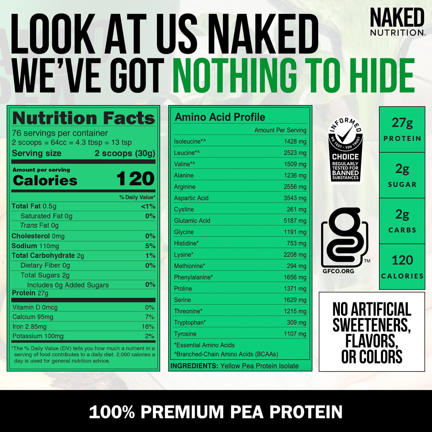 NAKED Pea - 5LB 100% Pea Protein Powder from North American Farms - Unflavored NAKED uk supplements
