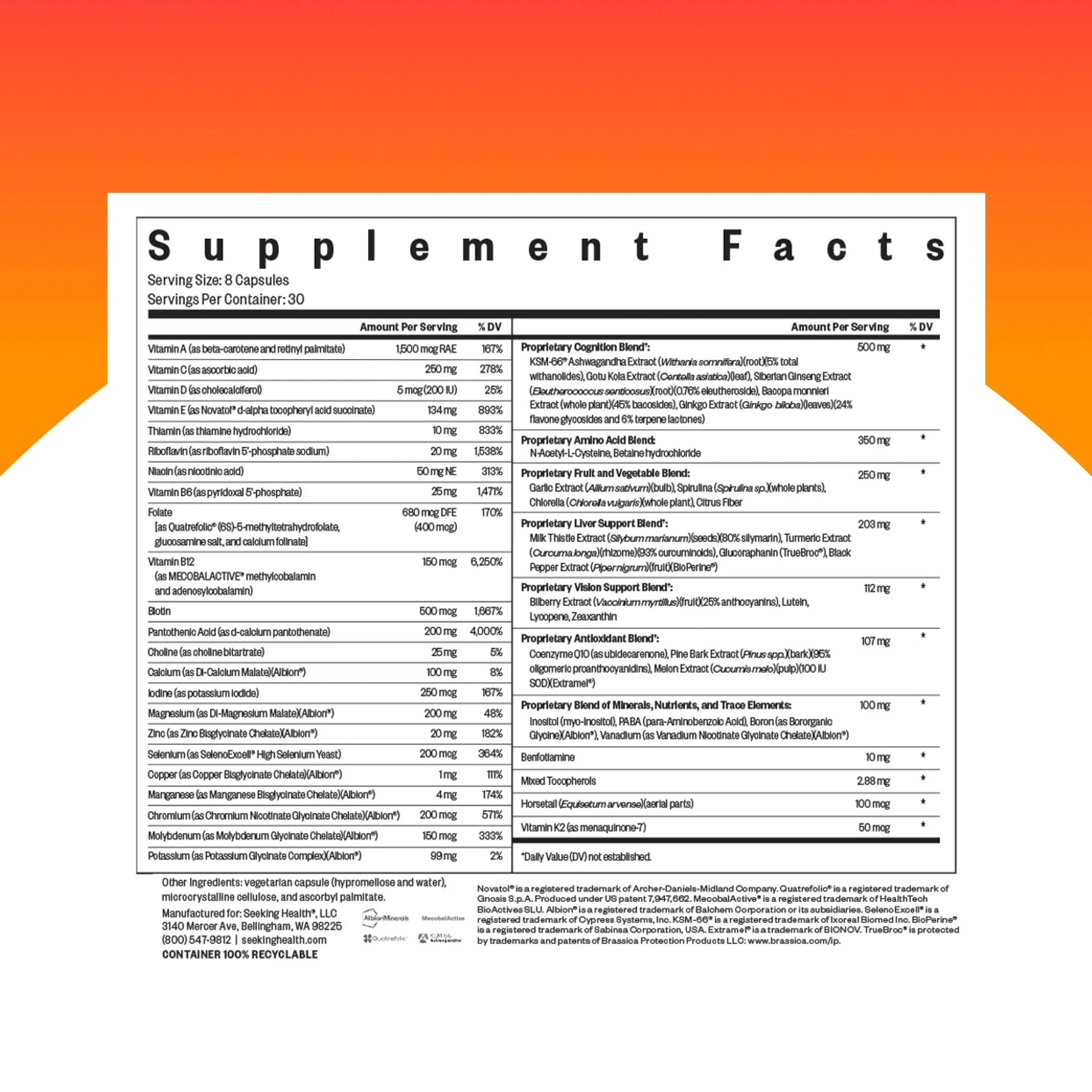Seeking Health Optimal Multivitamin, Active B Vitamins and L-5-MTHF, Riboflavin, B6, Bioavailable Folate and B12, CoQ10 Seeking Health uk supplements