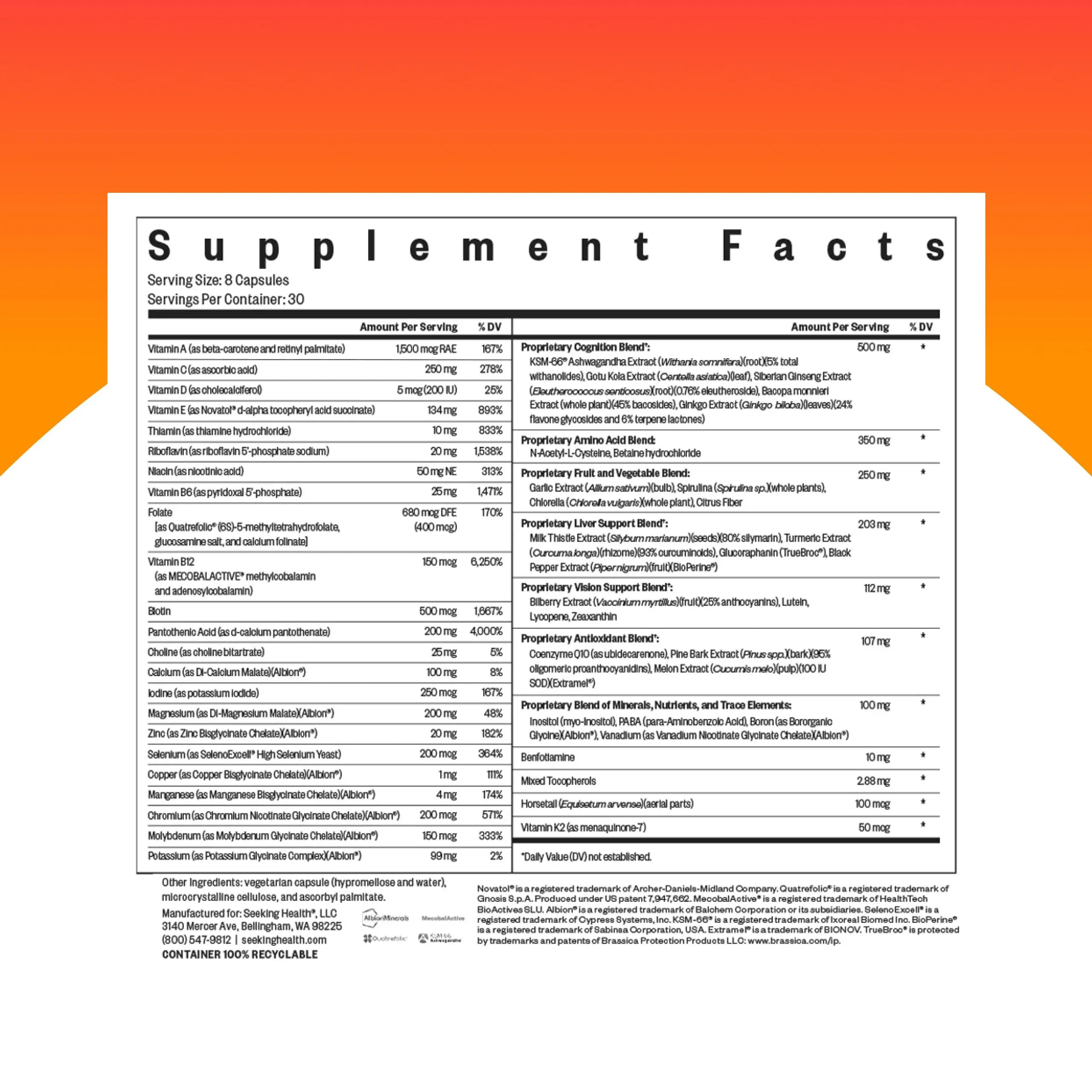 Seeking Health Optimal Multivitamin, Active B Vitamins and L-5-MTHF, Riboflavin, B6, Bioavailable Folate and B12, CoQ10 Seeking Health uk supplements