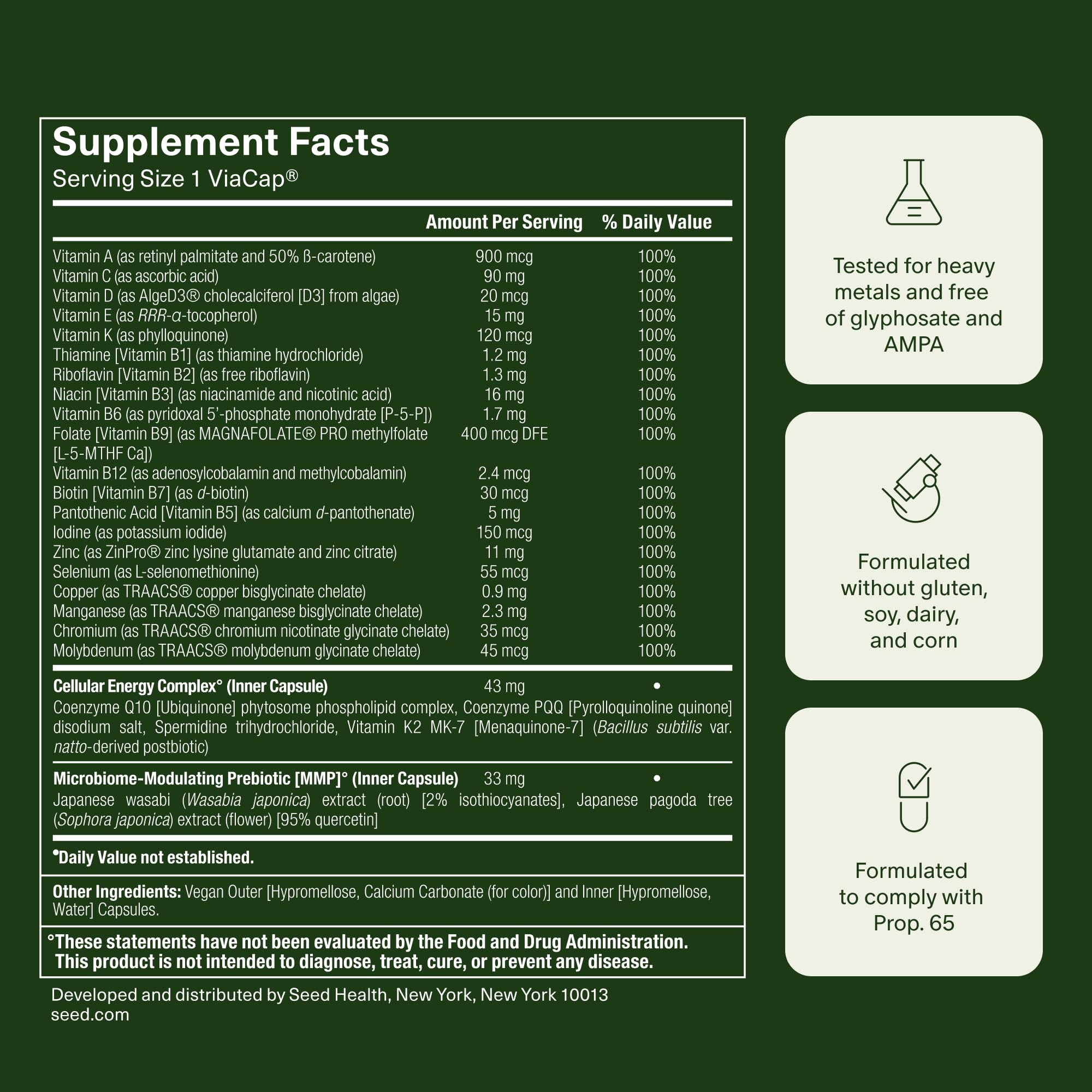 Seed DM-02 Daily Multivitamin - 100% DV Essential Vitamins and Minerals for Women & Men - Helps Fill Daily Nutrient Gaps - Immune, Bone, Hair, Skin & Nails Health - Vegan - 30 Capsules (30-Day Supply) Visit the Seed Store uk supplements