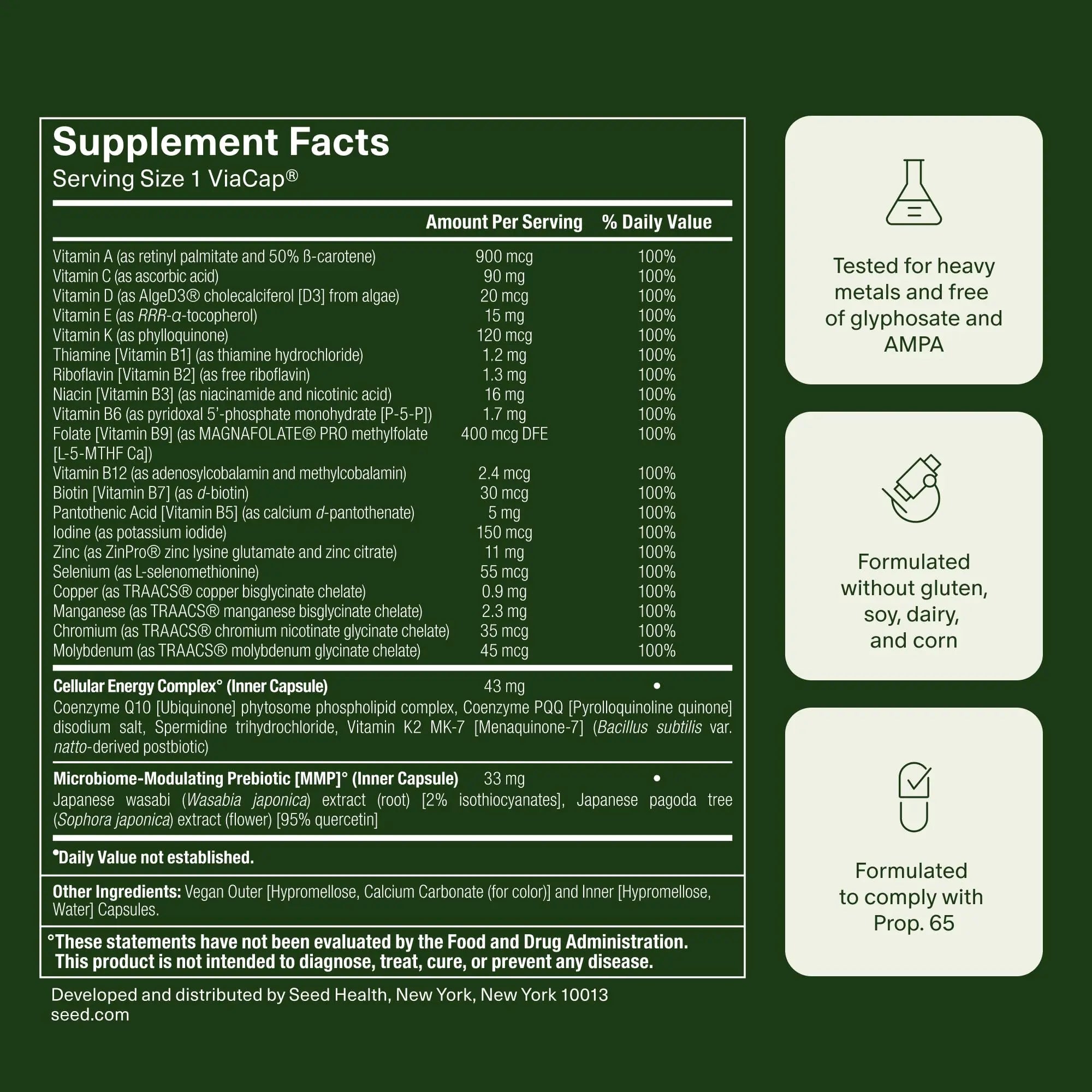 Seed DM-02 Daily Multivitamin - 100% DV Essential Vitamins and Minerals for Women & Men - Helps Fill Daily Nutrient Gaps Seed uk supplements