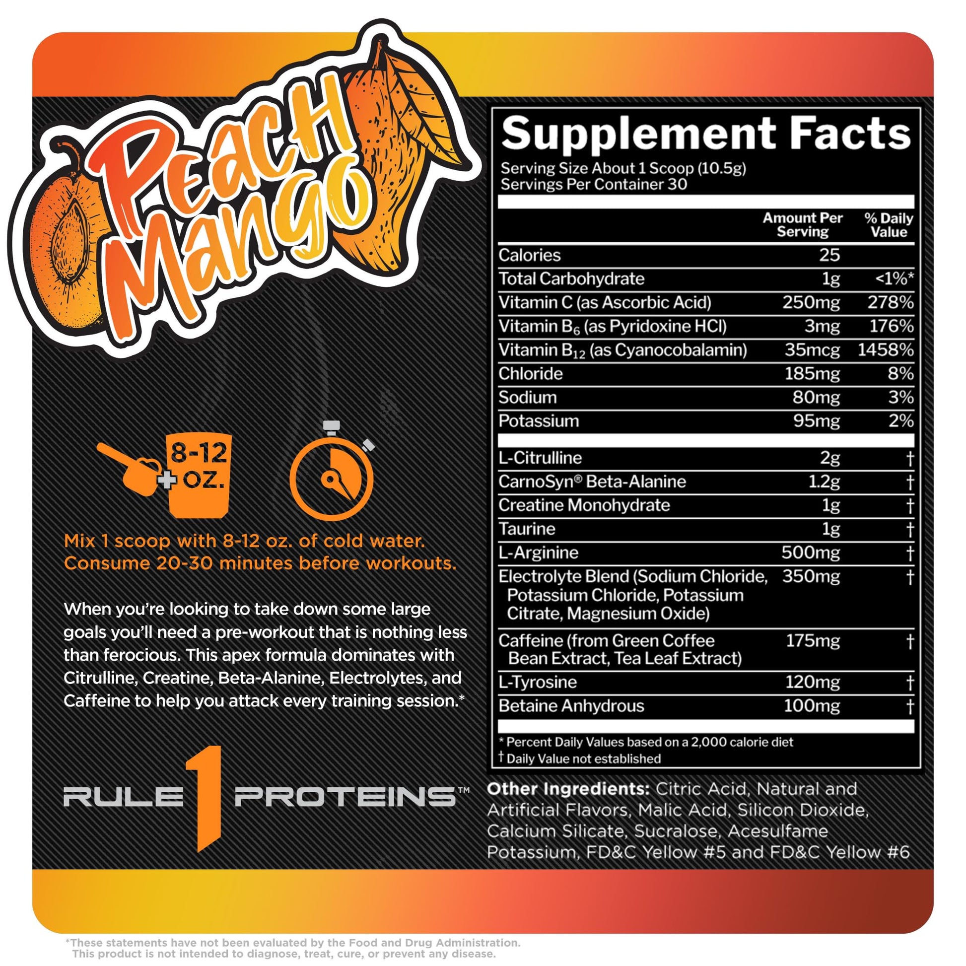 Rule 1 R1 ROAR, Peach Mango - 11.11 oz - Pre-Workout Powder - With Creatine, Beta-Alanine Rule 1 Proteins uk supplements
