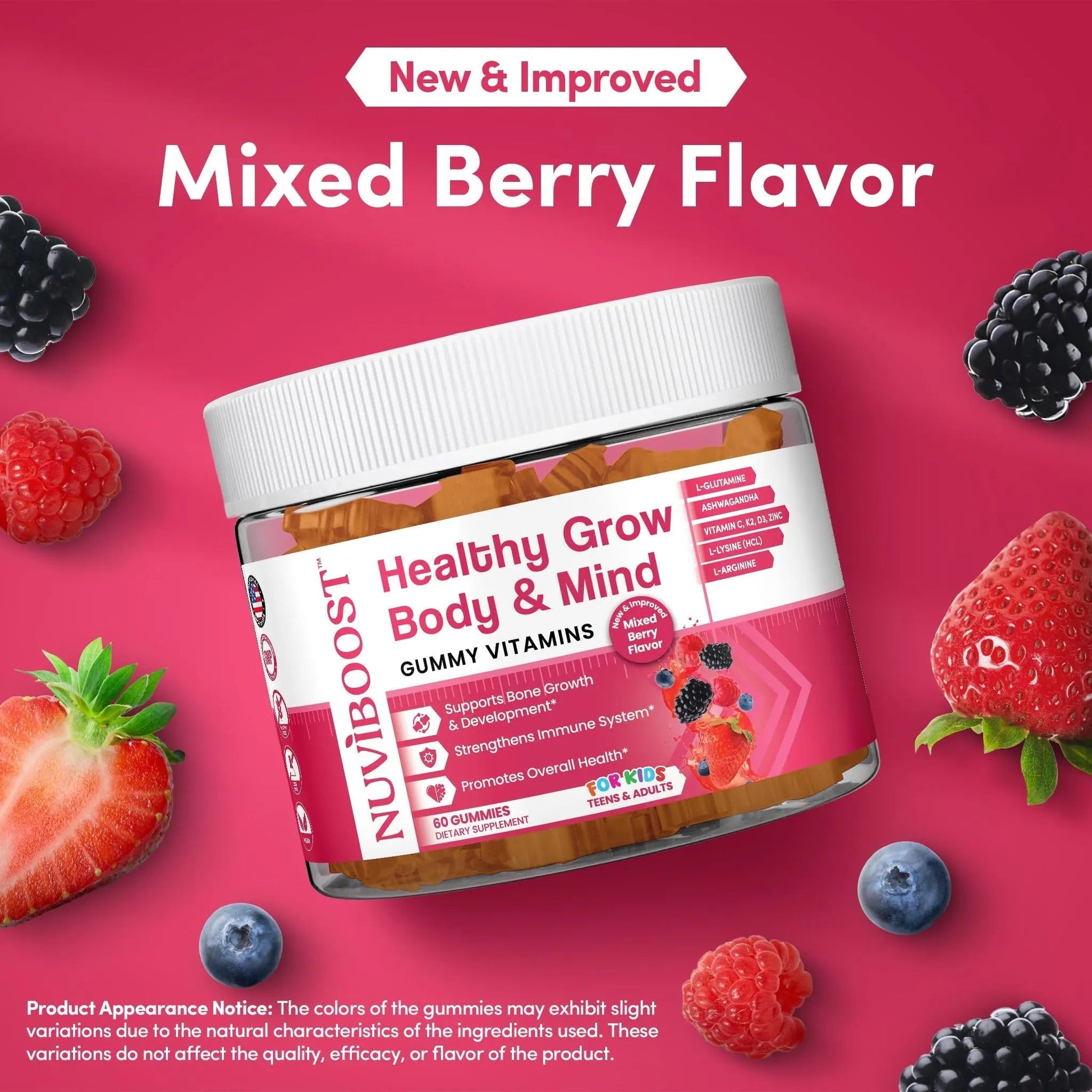 NUVIBOOST Healthy Grow Height Growth Gummies Rich in Calcium, Vitamins C, D3, K2, L-Arginine, Ashwagandha, and Others NUVIBOOST uk supplements