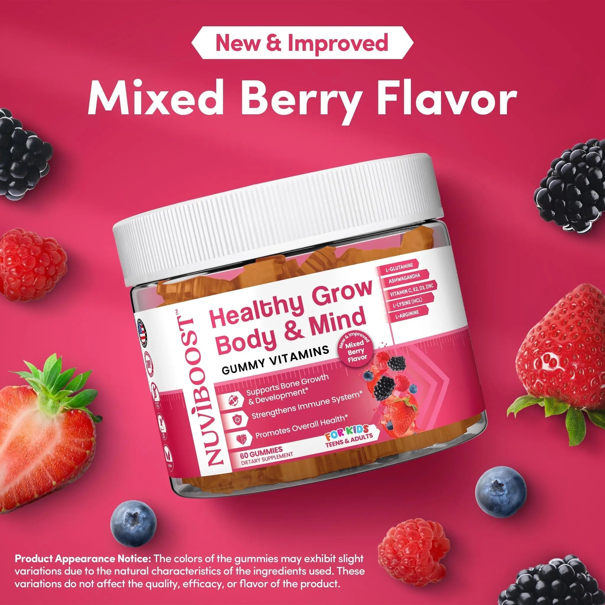 NUVIBOOST Healthy Grow Height Growth Gummies Rich in Calcium, Vitamins C, D3, K2, L-Arginine, Ashwagandha, and Others NUVIBOOST uk supplements