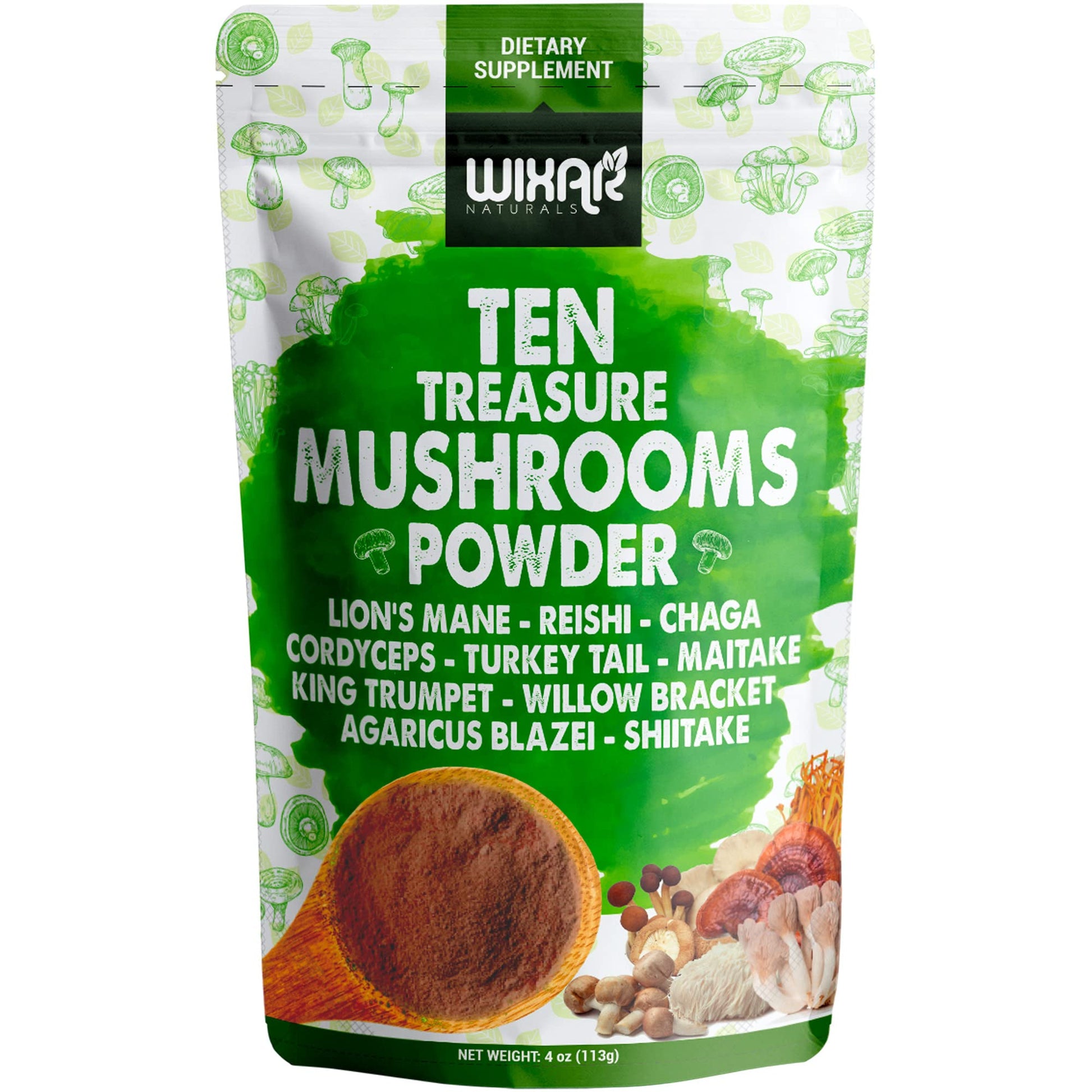 Wixar Mushroom Powder - Ten Treasure Mushrooms Extract Supplement Blend for Coffee WIXAR NATURALS uk supplements