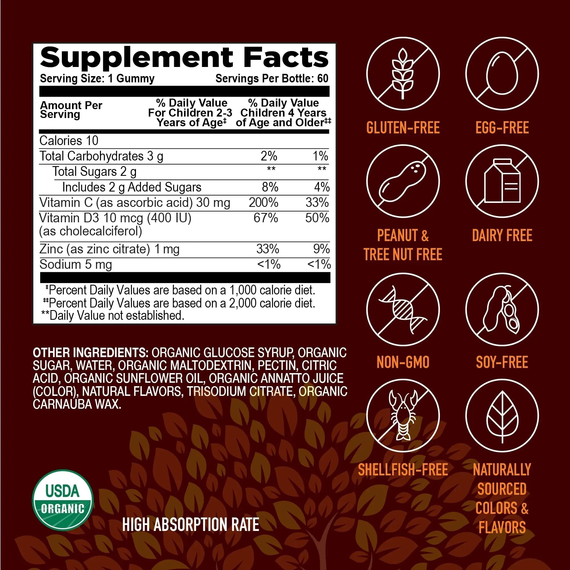 YUM-V'S Kids Strong Earth - Organic Immune Health Gummies with Vitamin C, Vitamin D3 Plus Zinc - Immune System Boost Zinc YUM-V'S uk supplements