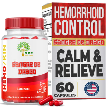 SPF Natural Products HEMOKIN with Sangre de Drago – Hemorrhoid and Fissure Relief Supplement, Helps with Itching, Swelling, Pain Relief (60 Caps) (1) SPF Natural Products uk supplements