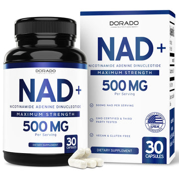 NAD Supplement (500mg of 95% Pure NAD+ Per Serving) NMN Supplement, NAD Nicotinamide Riboside Support (Third Party Tested, Vegan Safe, Non-GMO, No Fillers, & Made in the USA - 30 Vegan Capsules) DORADO NUTRITION uk supplements