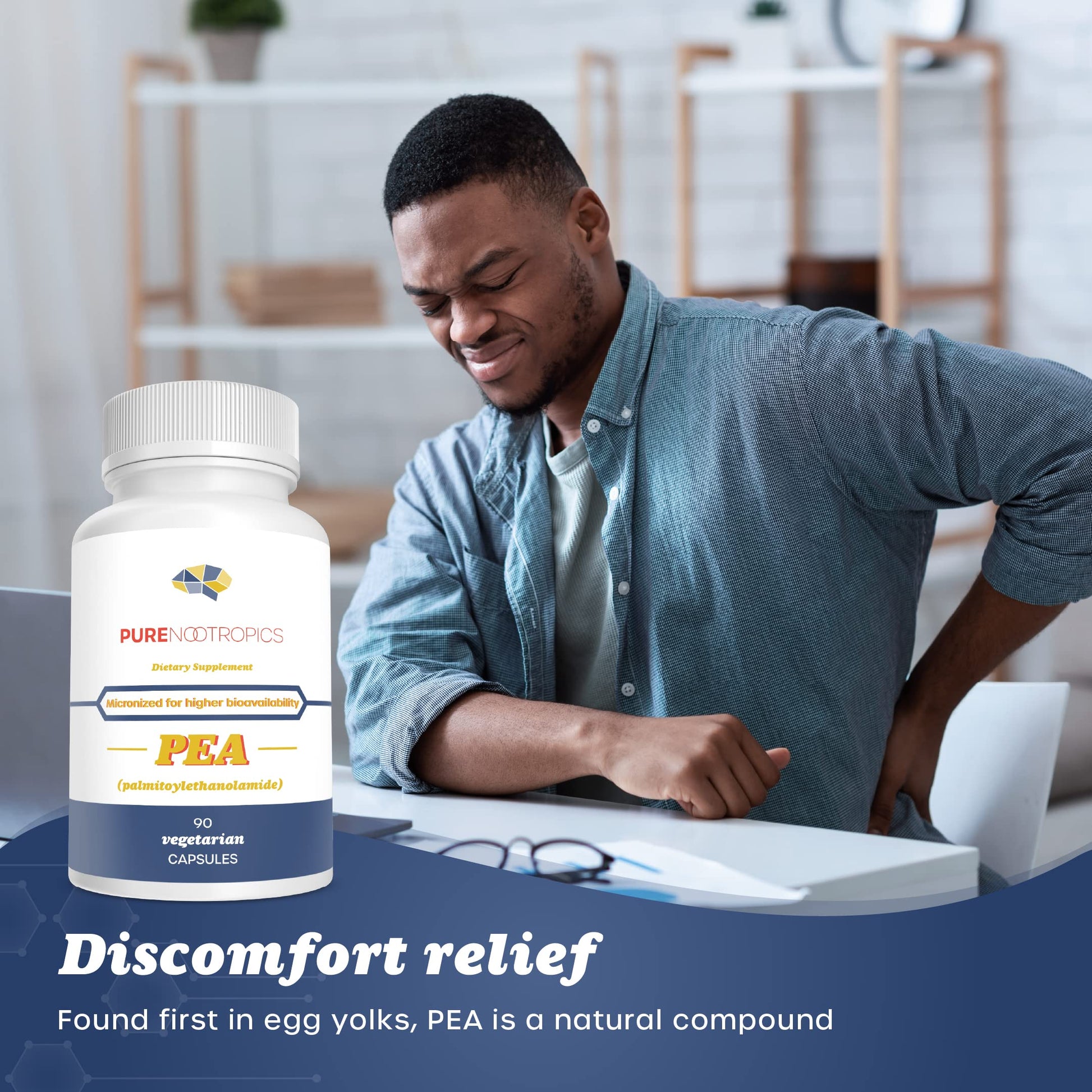 Pure Nootropics - Palmitoylethanolamide (Micronized Pea) 400 mg Capsules | 90 Veg Caps Value Pack | Supports Relief from Occasional Discomfort | Supports Immune System Pure Nootropics uk supplements