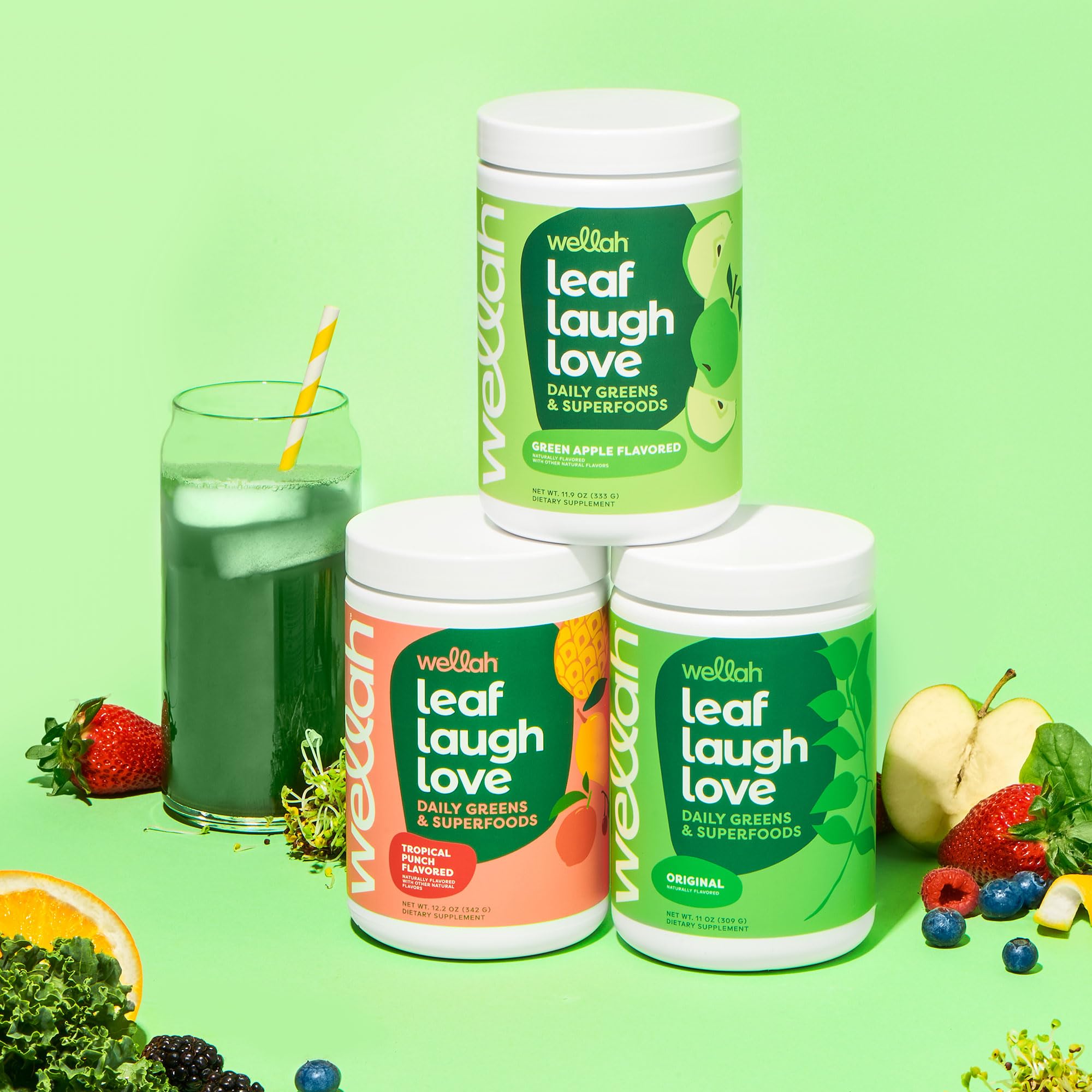 Wellah Leaf, Laugh, Love Super Greens Powder (Unflavored) 30 Servings - Superfood Supplement Drink Mix Wellah uk supplements