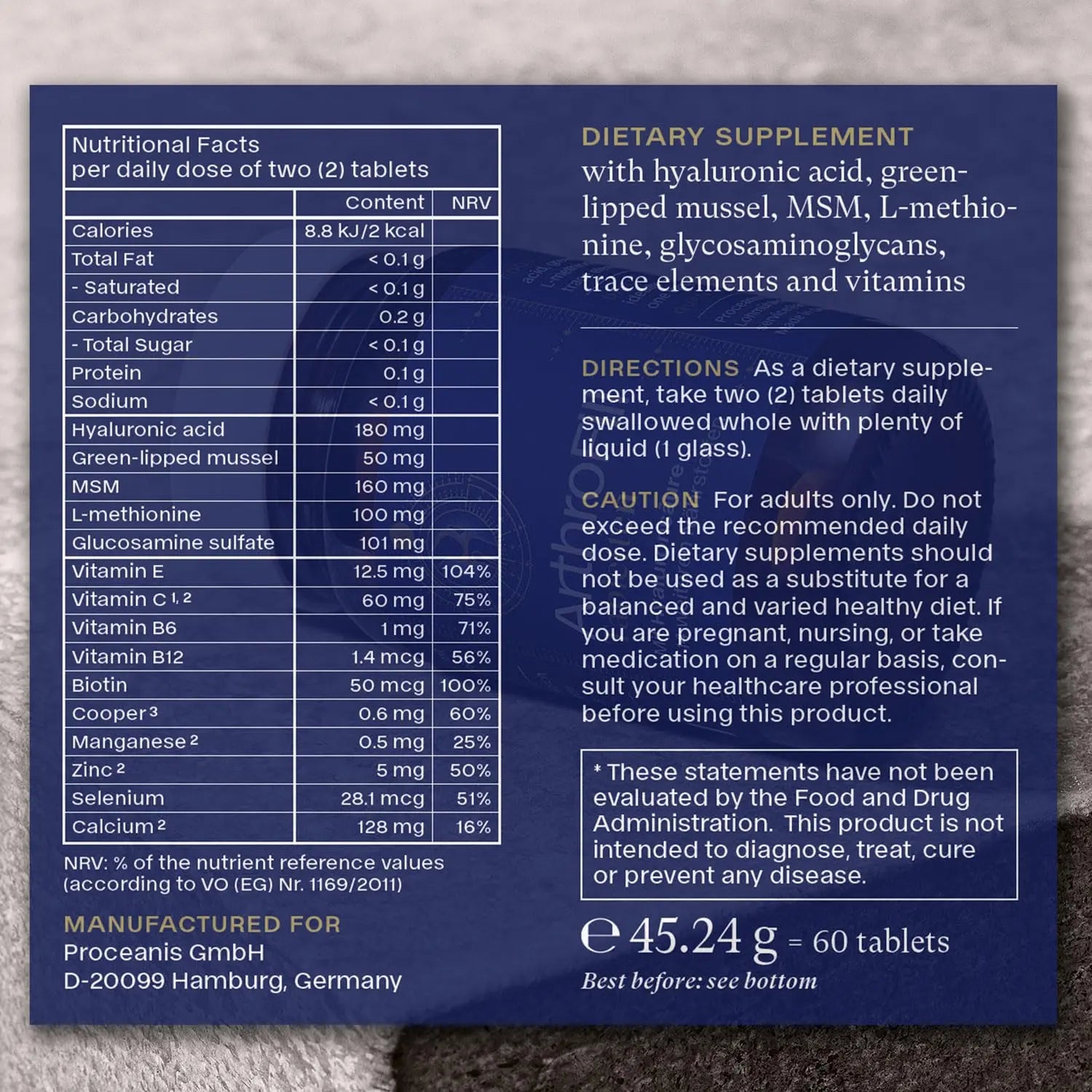 ArthroFill™ Tablets - Proven European Joint Relief - Vegan Hyaluronic Acid - Nutrient Complex - Support Active Movement Functions with 15 Vital Micronutrients - Made in Germany ArthroFill uk supplements