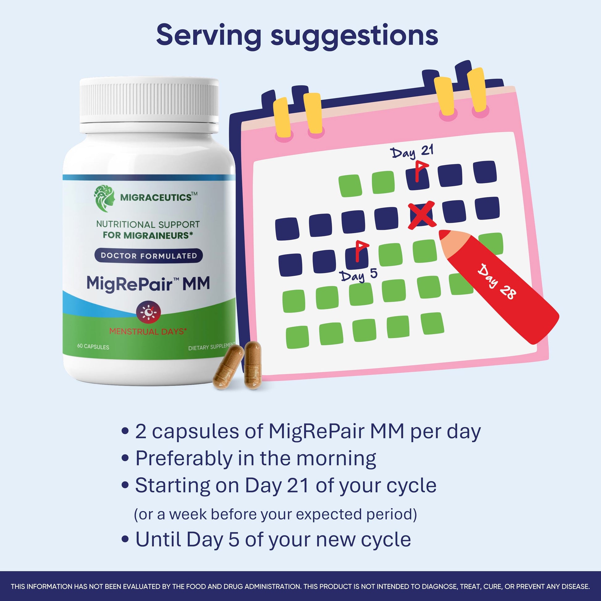 MigRePair MM Bottle of 60 - Doctor Formulated Natural Herbal Migraine Supplement for Women, Menstrual Migraine Relief, Hormonal Migraine Support with Feverfew, White Willow Bark Pine Bark & Grape Seed Migraceutics uk supplements