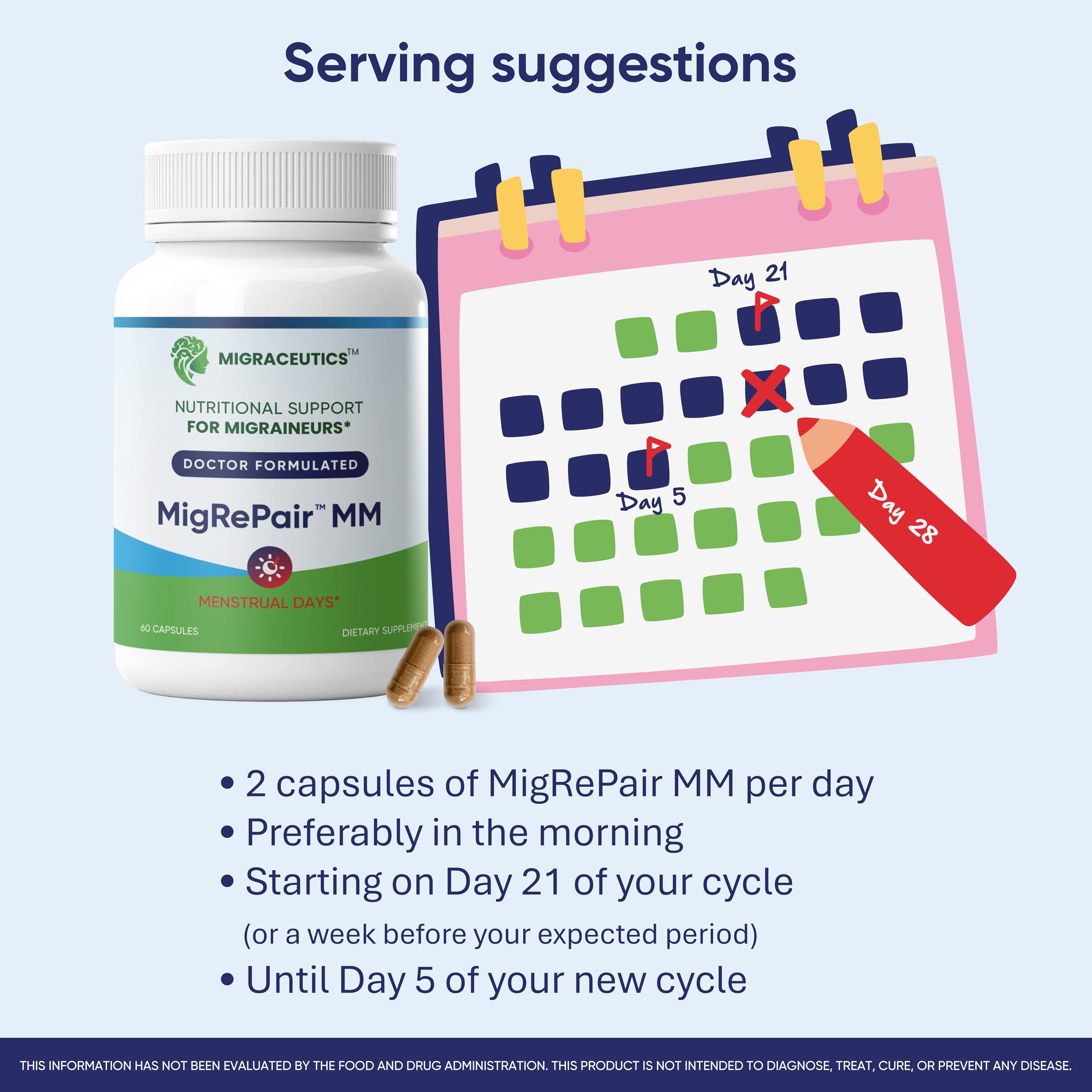 MigRePair MM Bottle of 60 - Doctor Formulated Natural Herbal Migraine Supplement for Women, Menstrual Migraine Relief, Hormonal Migraine Support with Feverfew, White Willow Bark Pine Bark & Grape Seed Migraceutics uk supplements