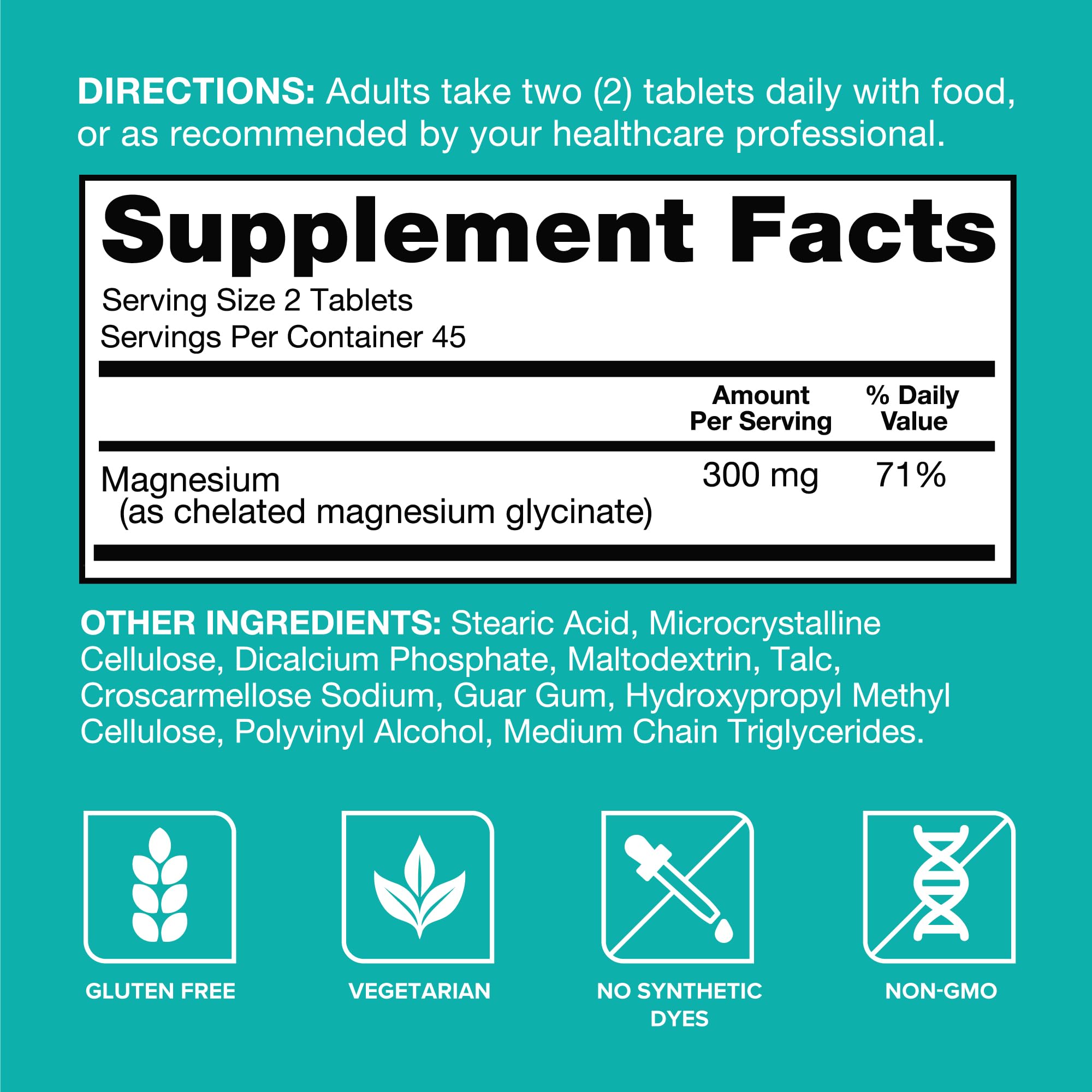 Qunol Magnesium Glycinate 300mg, 100% Glycinate Chelated Magnesium Supplement, 90ct Tablets Qunol uk supplements