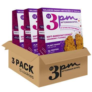 3PM Afternoon Bites Cranberry Flaxseed Cookies with Postbiotics, 5g of Protein, 15 Cookies 3PM AFTERNOON BITES uk supplements