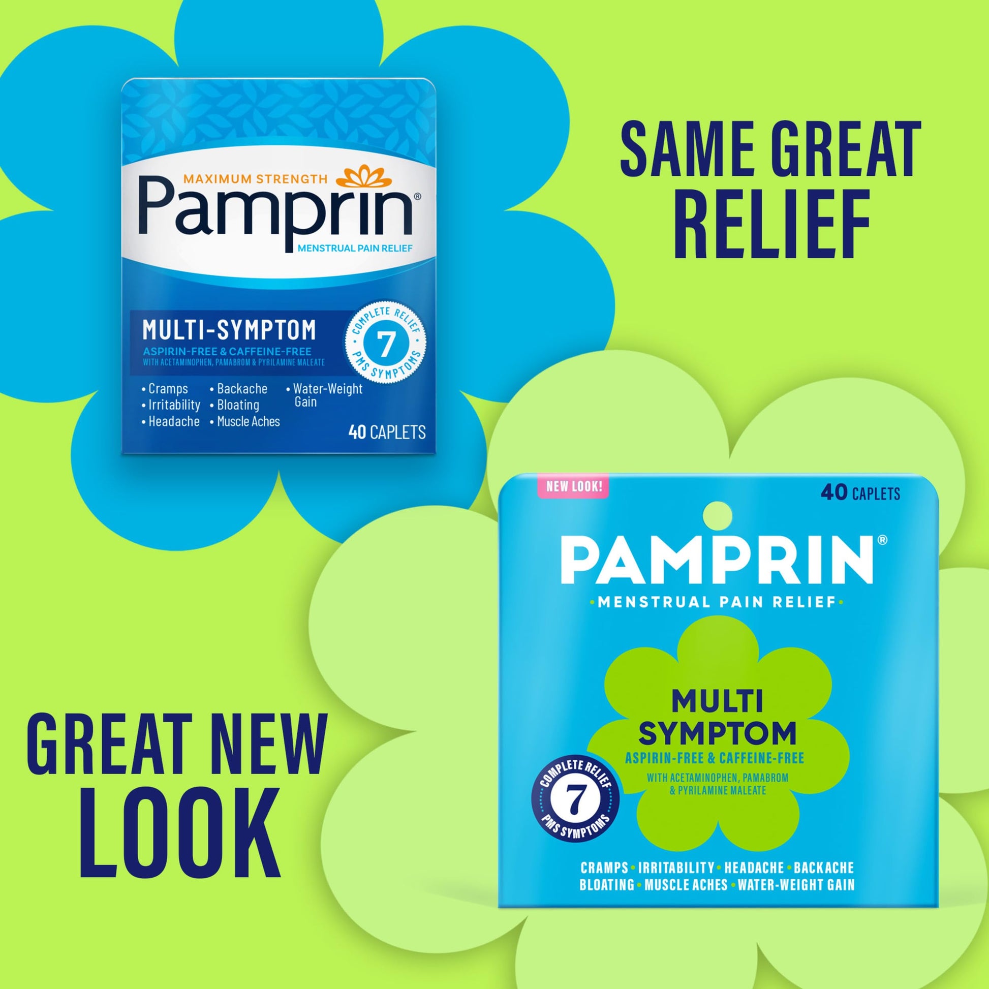 Pamprin Multi-Symptom Formula, with Acetaminophen, Menstrual Period Symptoms Relief including Cramps, Pain, Bloating, and Irritability 40 Caplets Pamprin uk supplements