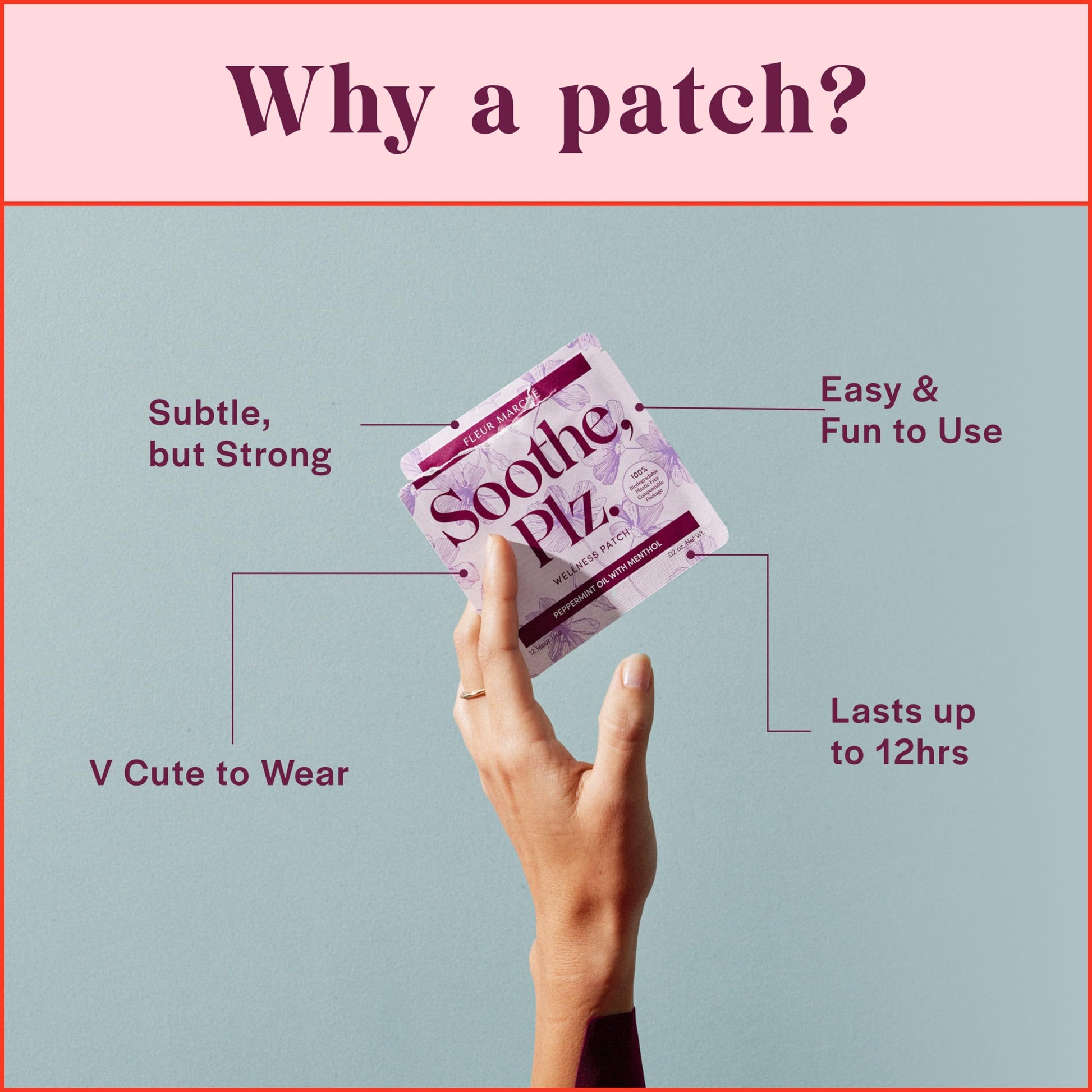 Fleur Marche Soothe, Plz. Botanical Patch - Muscle Recovery Patch with Peppermint Oil & Menthol - Post Night Out, Post Workout, or Daily Relief - Highly Bioavailable - 7 Patches Fleur Marché uk supplements