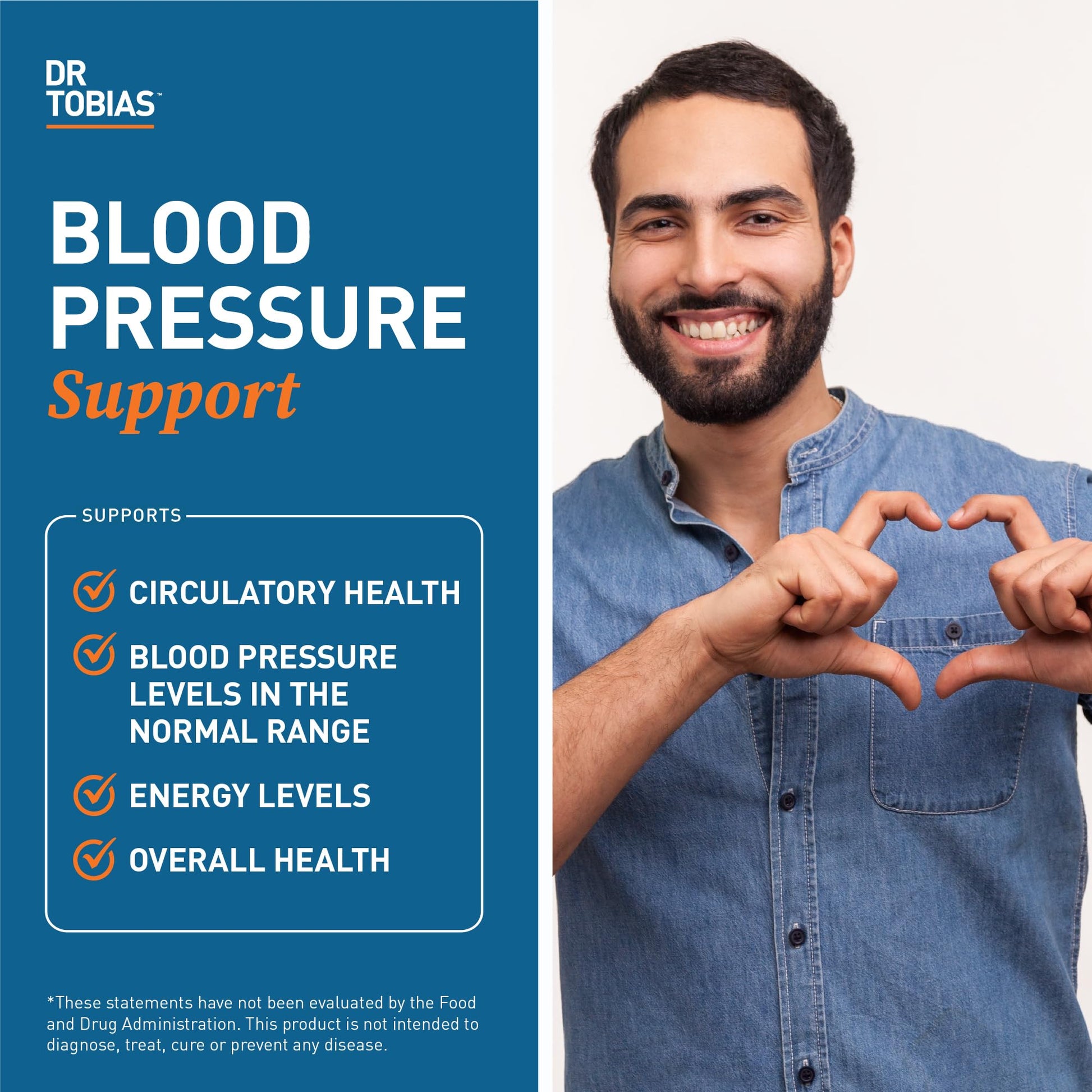 Dr. Tobias Blood Pressure Support Supplement with Hawthorn, Hibiscus Flower, Olive Leaf & Garlic, Supports Normal Circulatory Health with Vitamins C, B6, B12, Niacin, Folate & Herbs, 90 Capsules Dr. Tobias uk supplements
