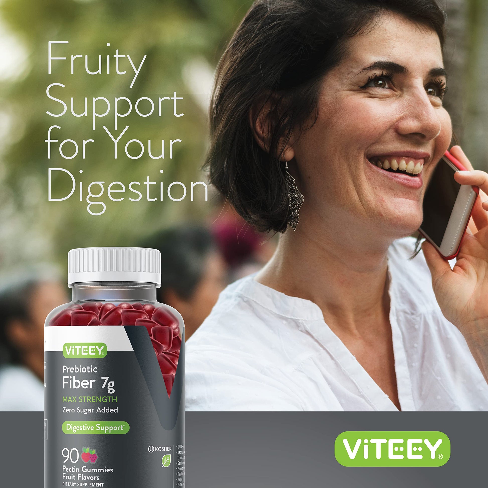 Prebiotic Fiber Gummies 7G Extra Strength [Zero Sugar Added] Digestive Heath Regularity Viteey uk supplements