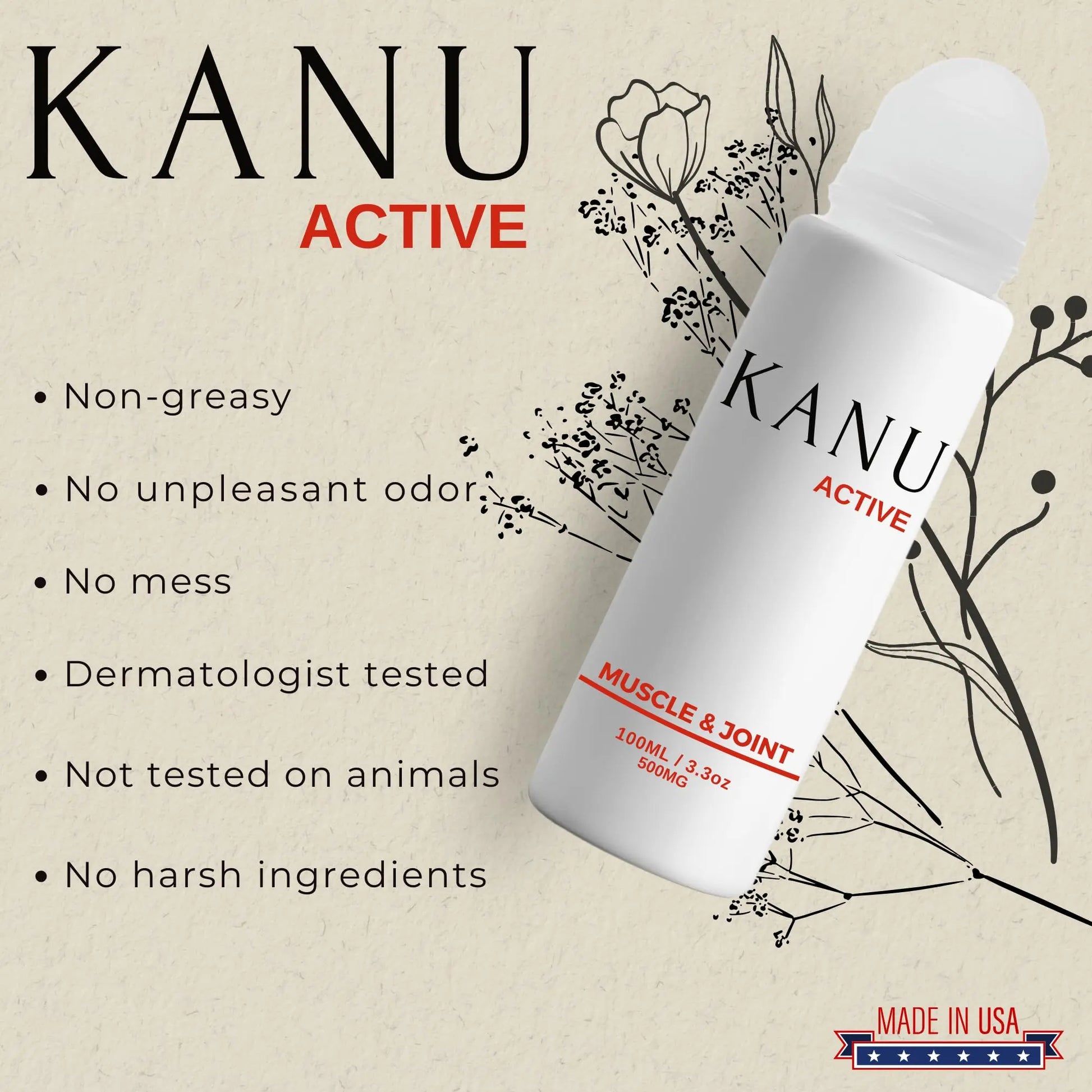 Muscle & Joint Relief Roll-On Cooling Serum- 3.3 oz- Fast Absorbing Pain Relief for Sore Muscles and Joints- Workout Recovery and Joint Support for Athletes and Active Lifestyles KANU uk supplements