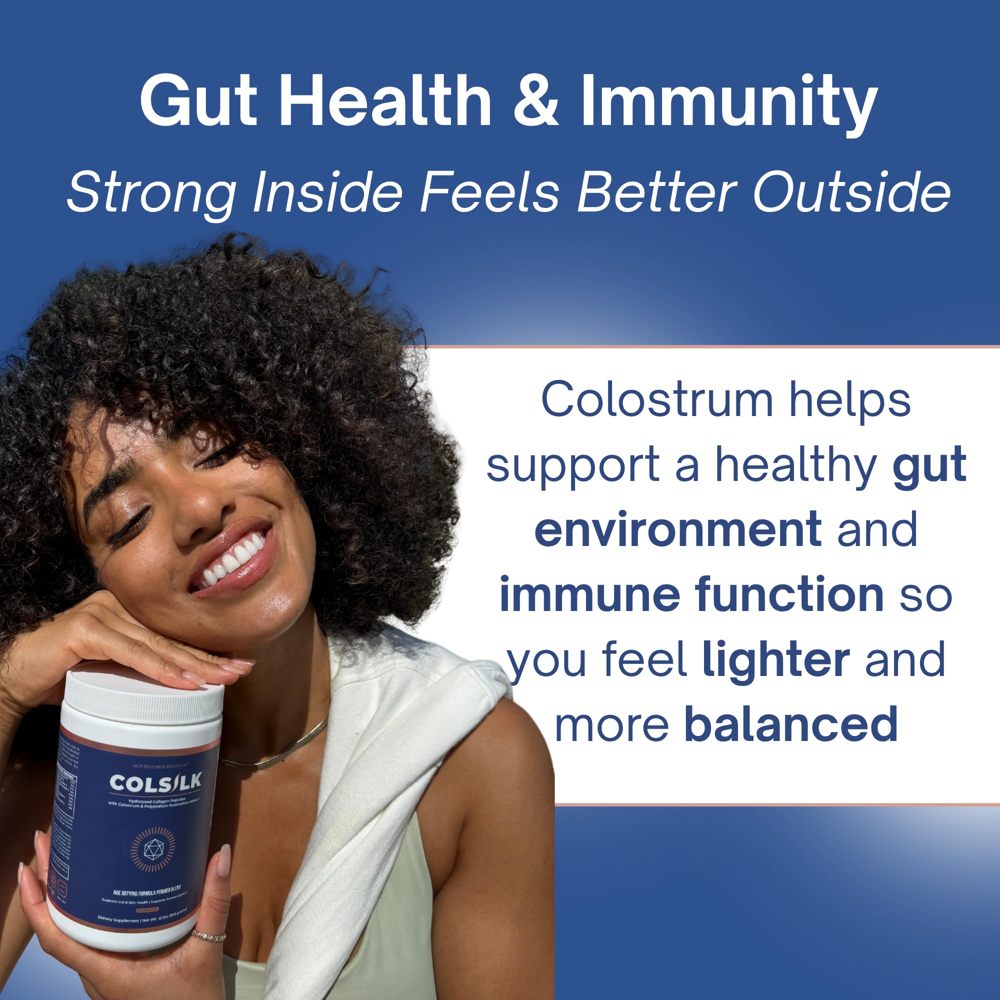 SRILabs ColSilk Unflavored Hydrolyzed Collagen Powder with Colostrum and Polypodium - Skin, Hair, Nails, Gut Health and Joint Support - One Scoop Daily | 1 Month Supply Skin Research Institute uk supplements