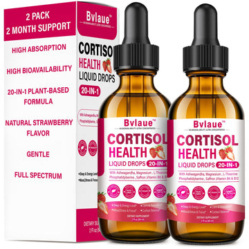 Bvlaue Cortisol Supplements Detox for Women - 20-in-1 Cortisol Reducer,Manager,Lower w/Ashwagandha,Magnesium,L-Theanine,Saffron,Rhodiola for Hormone Balance/Sleep/Stress Relief,Strawberry Flavor Bvlaue uk supplements