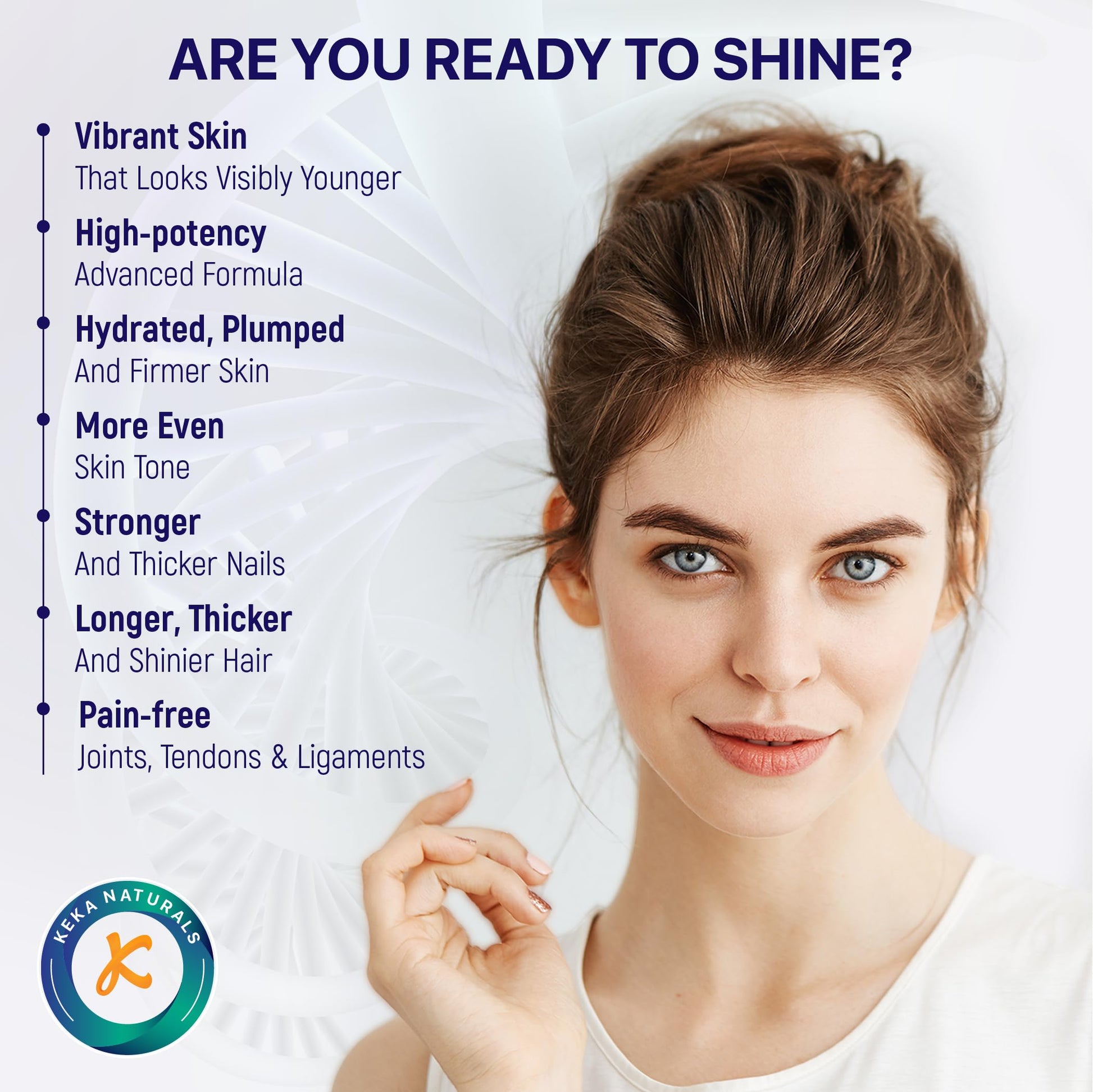 Hydrolysed Marine Collagen Peptides 2300mg - Enhanced with Hyaluronic Acid & Vitamin C Keka Naturals uk supplements