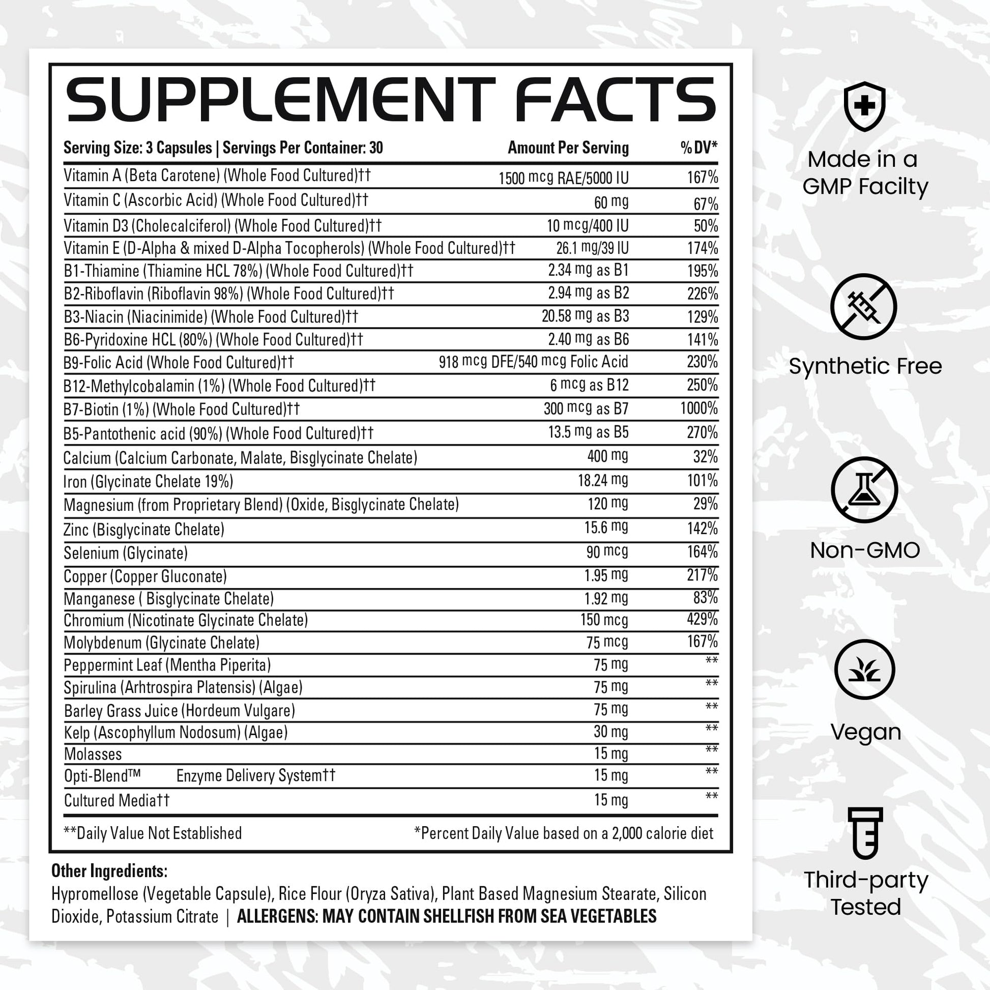 Gains in Bulk Square 1 Multivitamin and Mineral Supplement for Women and Men, Vitamins, Digestive Enzymes and Organic Minerals for Muscle Health, Performance and Immune Support, 90 Capsules GAINS IN BULK GAINSINBULK.COM uk supplements