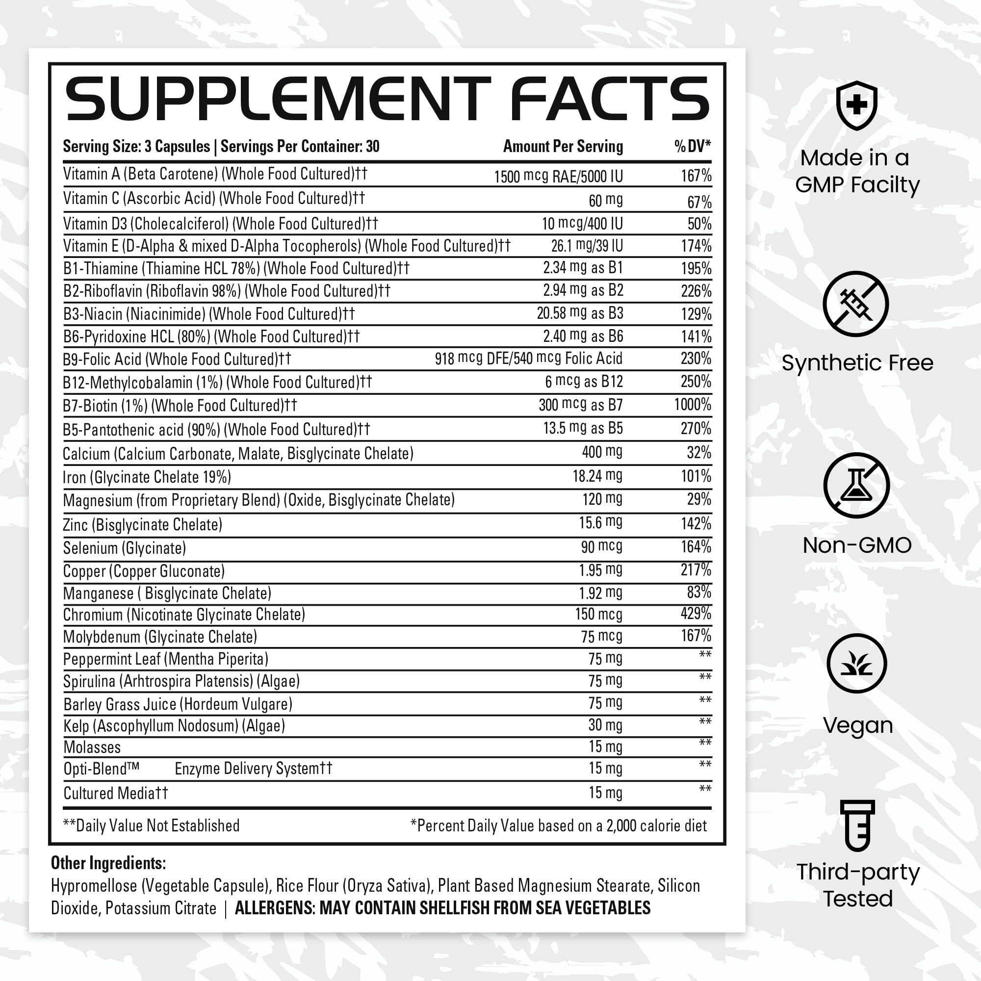 Gains in Bulk Square 1 Multivitamin and Mineral Supplement for Women and Men, Vitamins, Digestive Enzymes and Organic Minerals for Muscle Health, Performance and Immune Support, 90 Capsules GAINS IN BULK GAINSINBULK.COM uk supplements