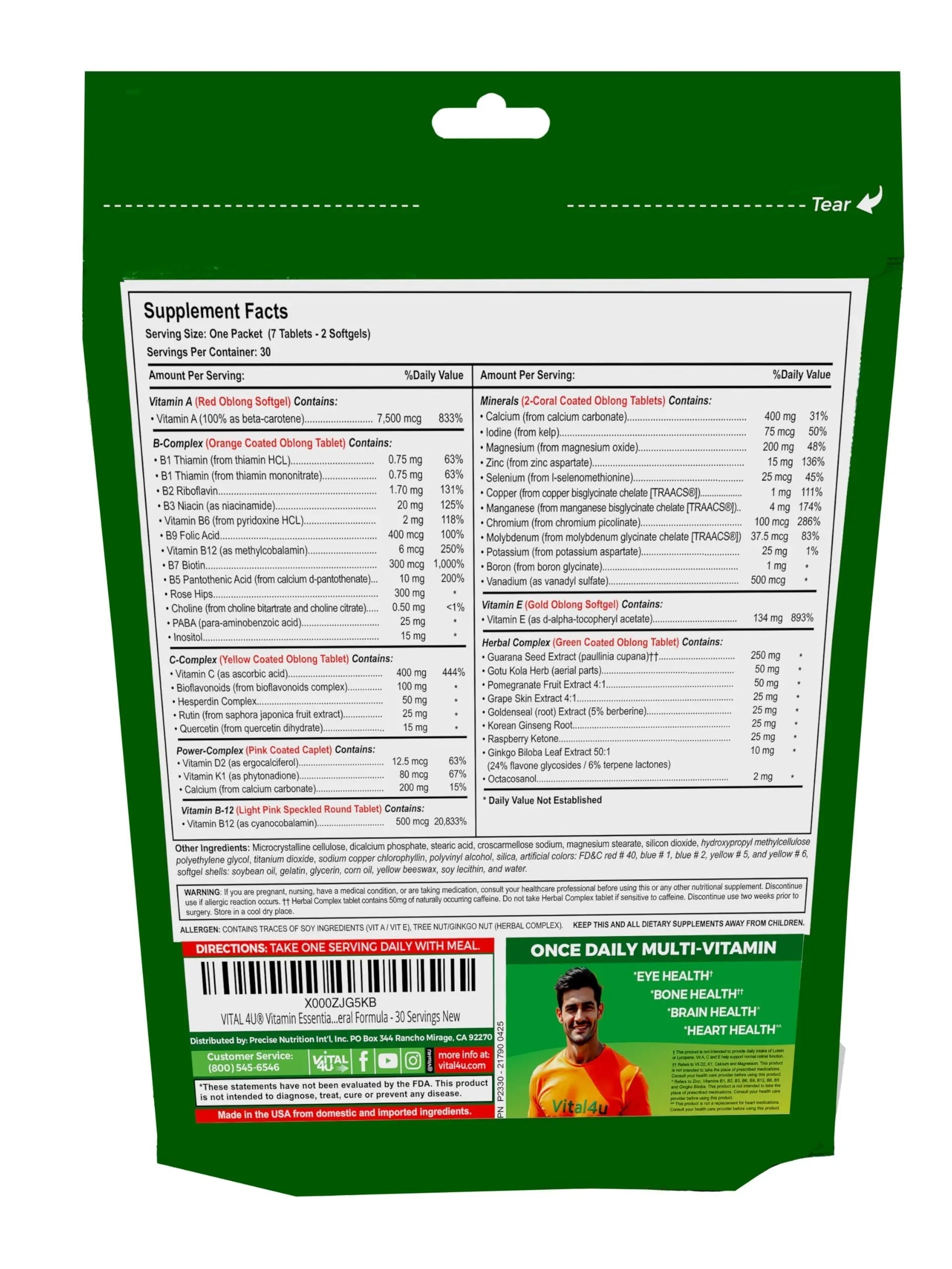 VITAL 4U® Vitamin Essentials - Daily Multivitamin for Both Men and Women, Immune Support, Multimineral Formula - 30 Servings VITAL 4U uk supplements