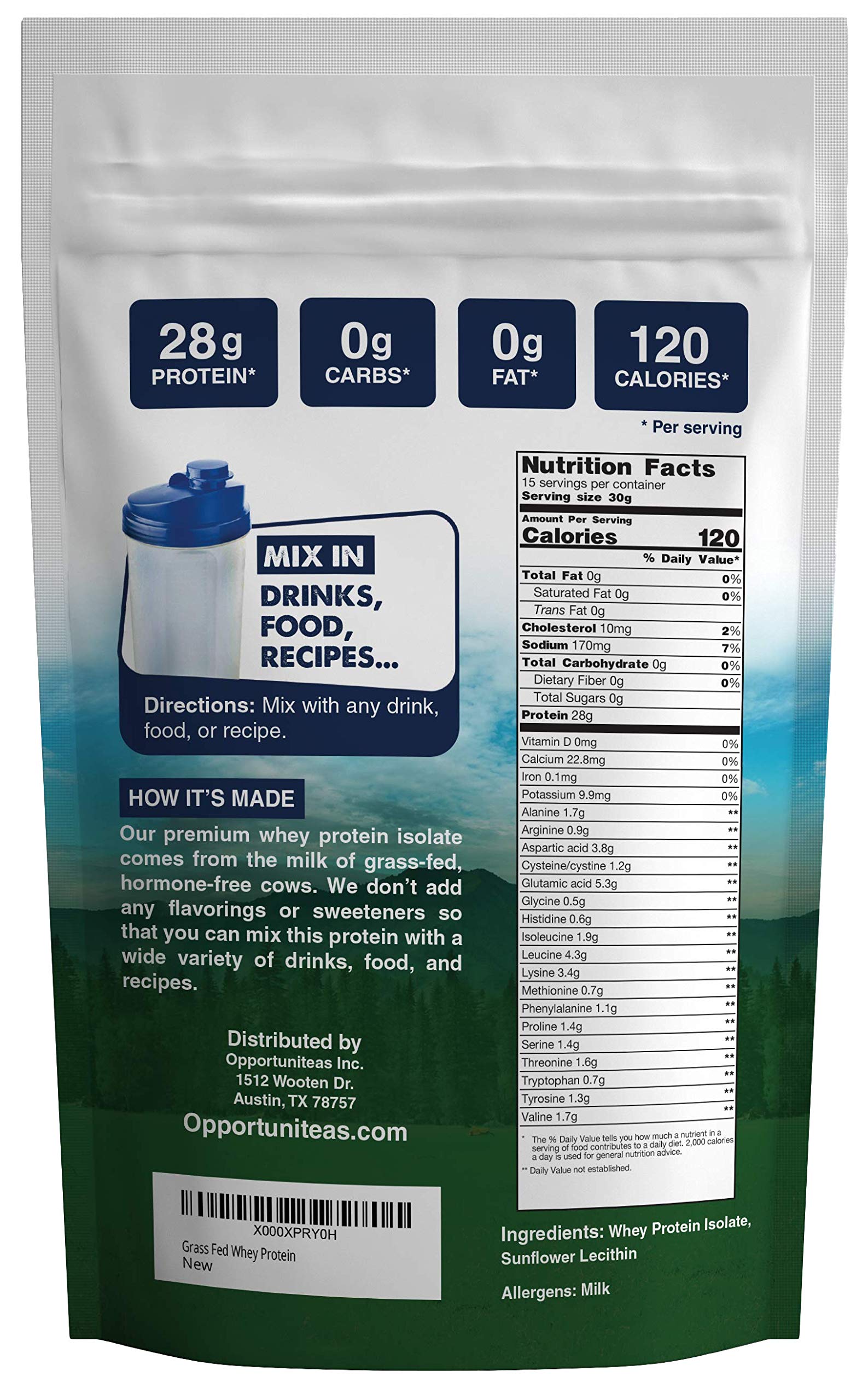 Opportuniteas Grass Fed Whey Protein Isolate Powder - Unflavored Whey Protein Isolate Opportuniteas uk supplements