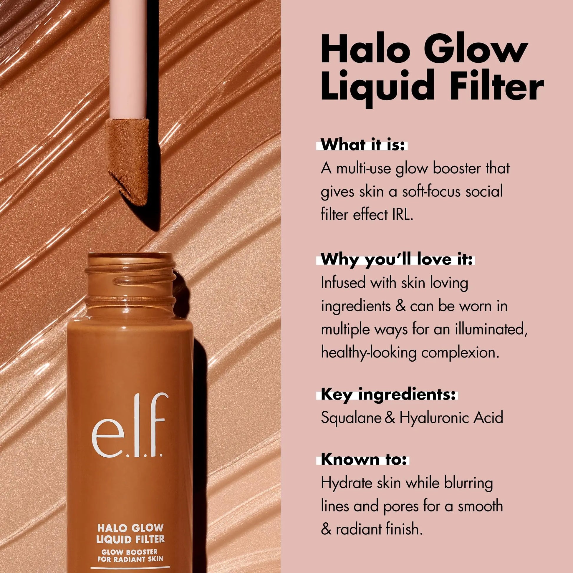 e.l.f. Halo Glow Liquid Filter, Complexion Booster For A Glowing, Soft-Focus Look, Infused With Hyaluronic Acid, Vegan & Cruelty-Free, 3 Light/Medium e.l.f. uk supplements