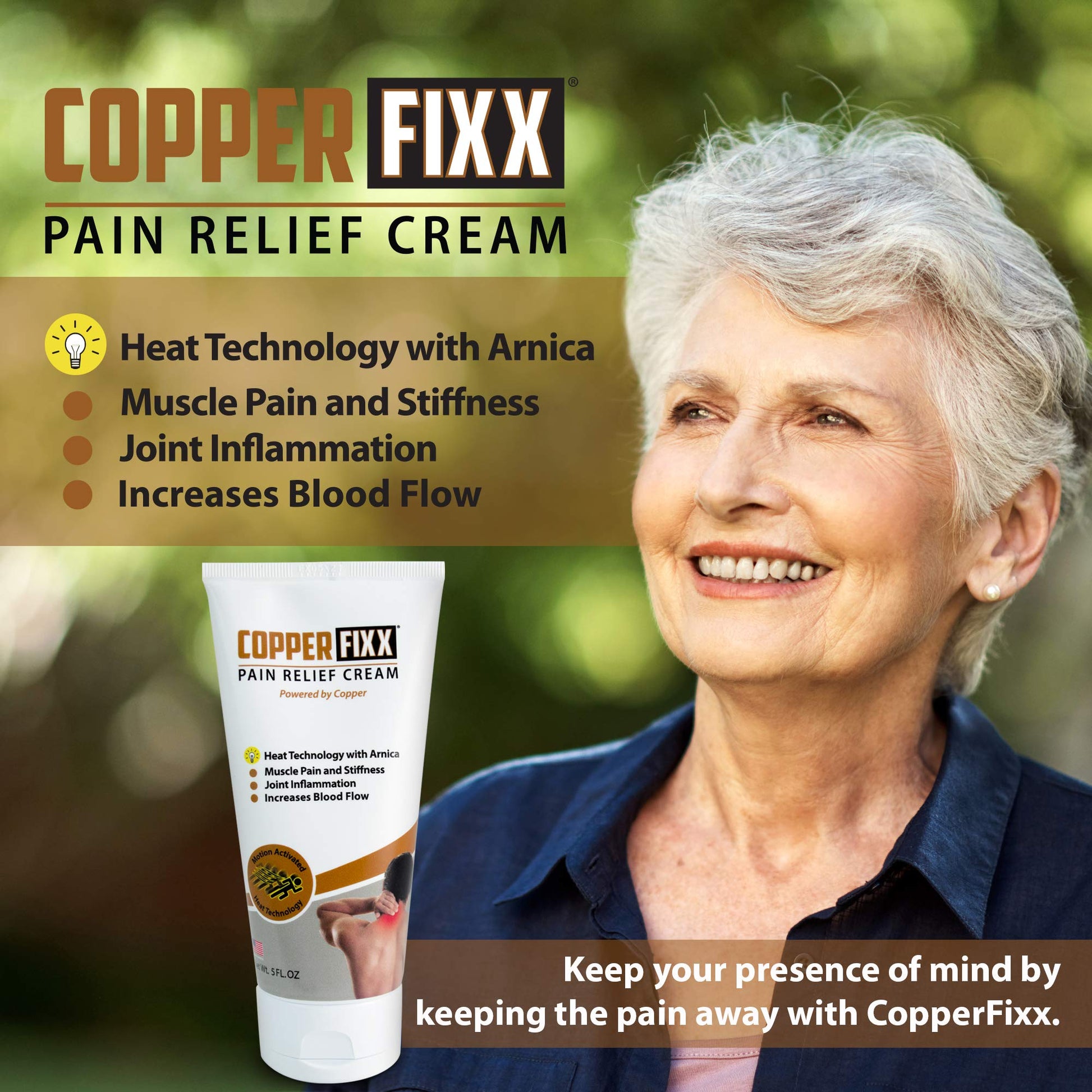 CopperFixx Pain Relief Cream, 5 Fl Oz Tube Powered by Copper with Heat Technology Arnica for Muscle & Stiffness Joint Inflammation, Knee, Back, Shoulder Arthritis Pain. Fast Acting, CF03028 CopperFixx uk supplements