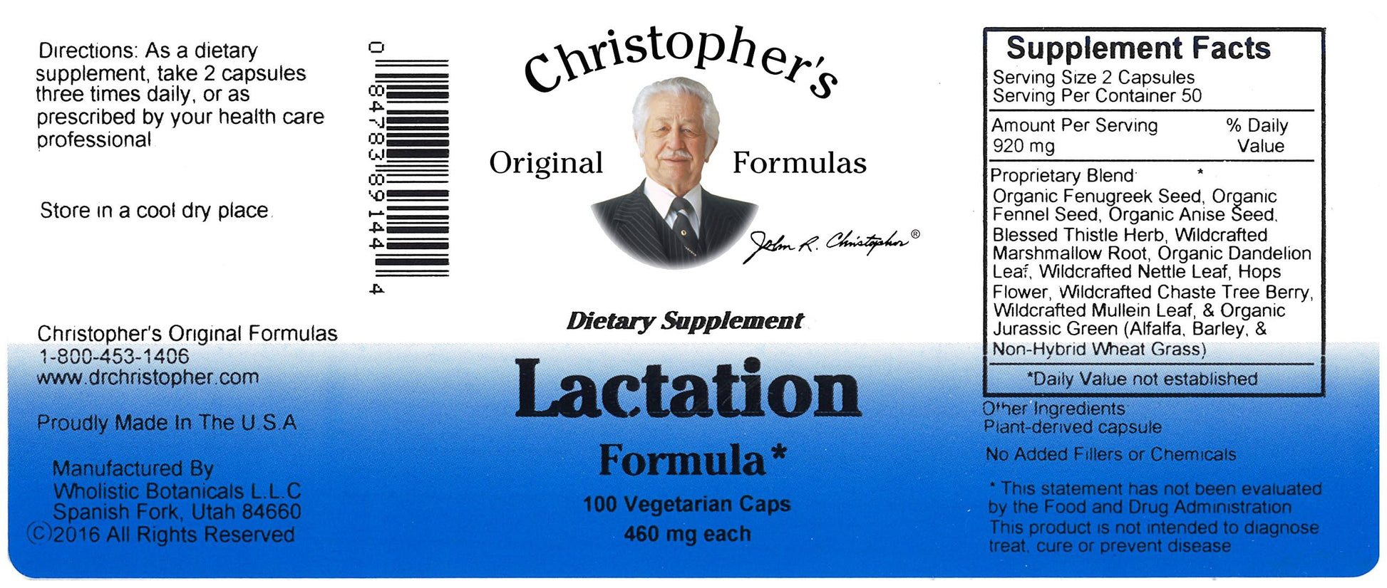 Christopher's Original Formulas Lactation Formula, 100 Capsules (Pack of 2) Christopher's Original Formulas uk supplements