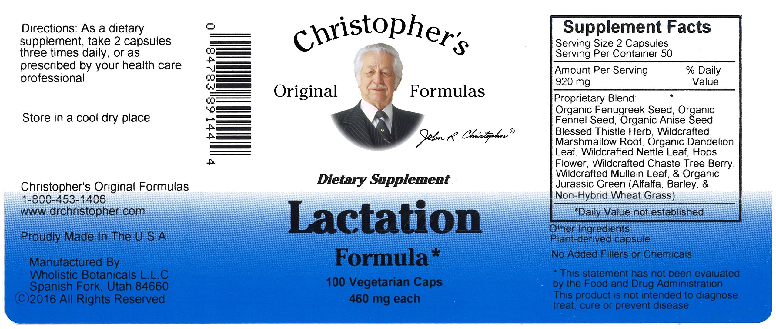 Christopher's Original Formulas Lactation Formula, 100 Capsules (Pack of 2) Christopher's Original Formulas uk supplements