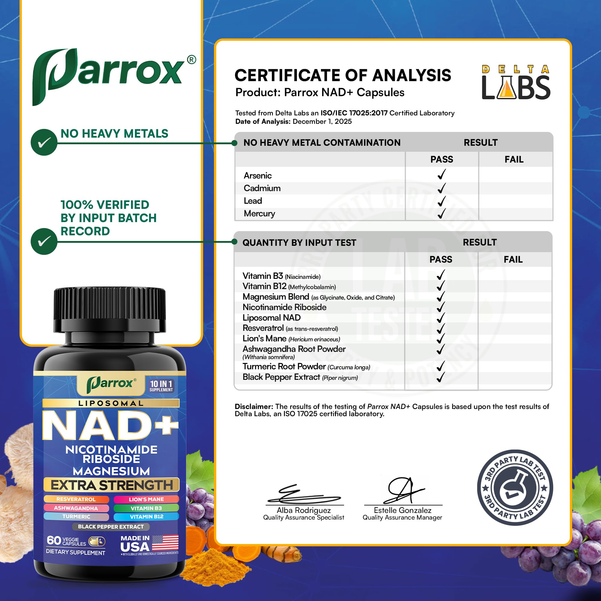 Parrox NAD+ Supplement with Liposomal NAD+, Nicotinamide Riboside, Magnesium, Vitamin B3 & B12, Resveratrol, Turmeric, Ashwagandha, Lion’s Mane,10-in-1 Extra Strength (2 Pack) Parrox uk supplements