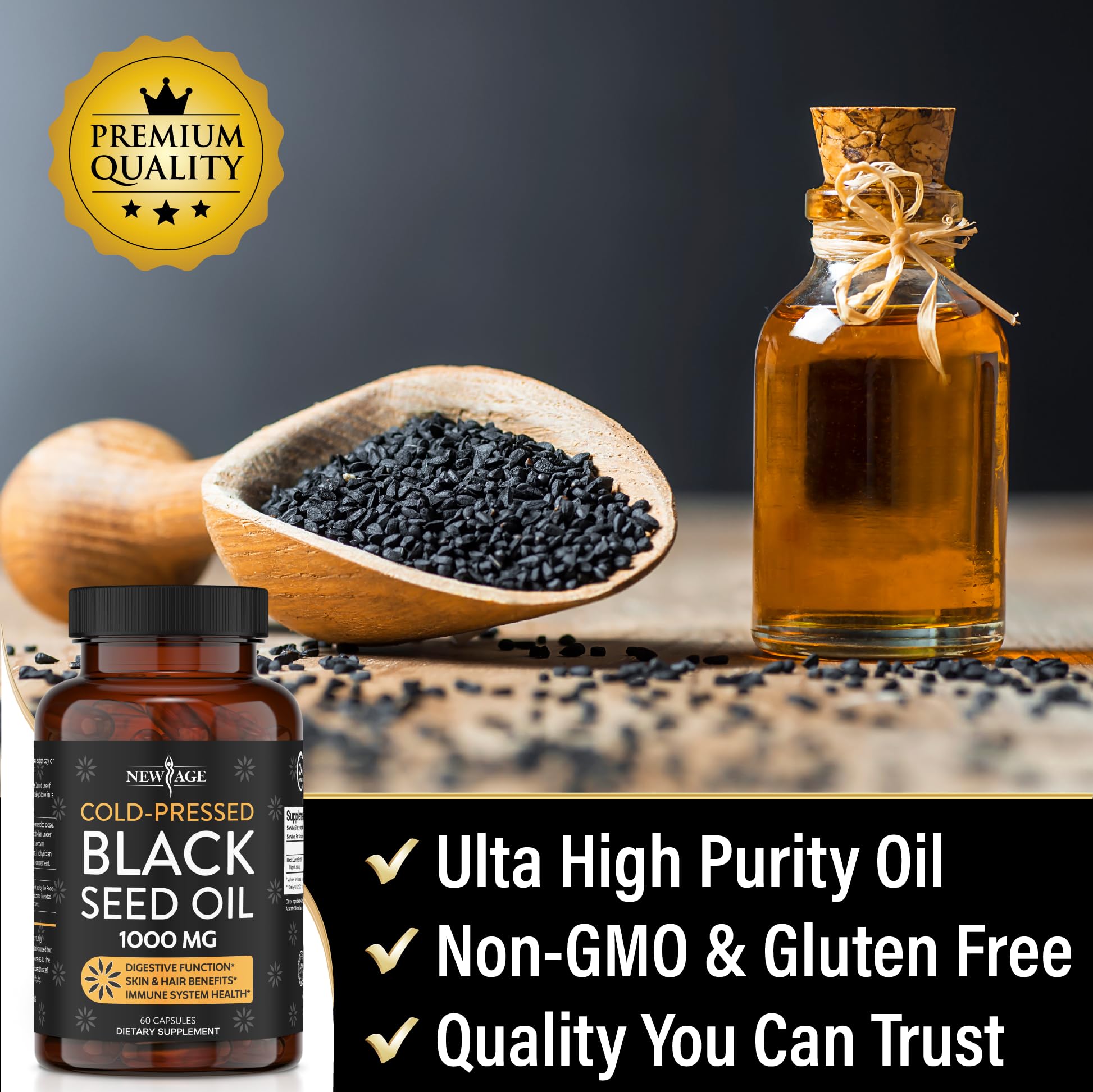 Black Seed Oil Softgel Capsules - Premium Cold-Pressed Nigella Sativa Producing Pure NEW AGE uk supplements