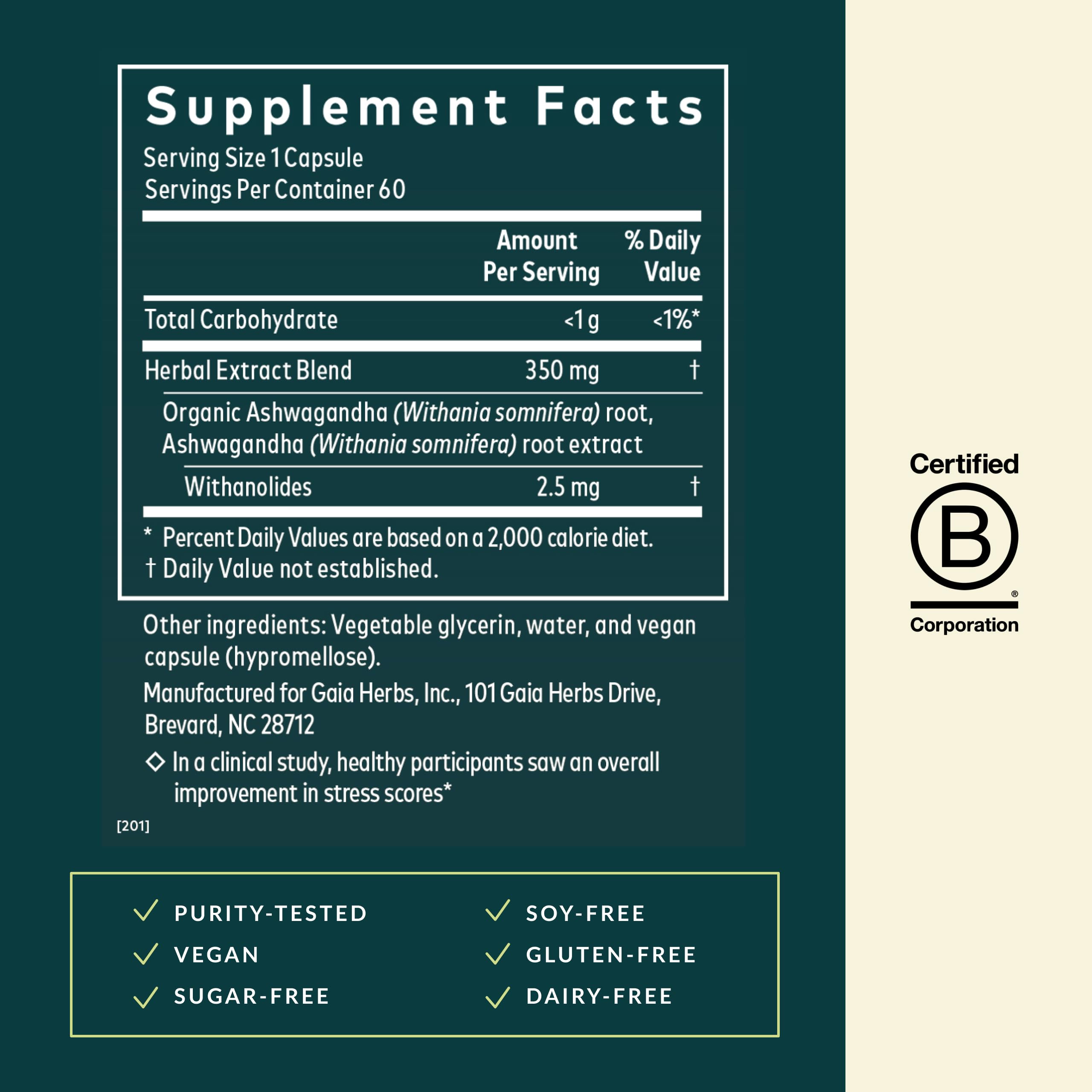 Gaia Herbs Ashwagandha Root - Stress Relief & Sleep Support Supplement - Supports Balanced Energy Levels & Positive Outlook* - 60 Vegan Liquid Phyto-Caps (30 Servings) Gaia Herbs uk supplements